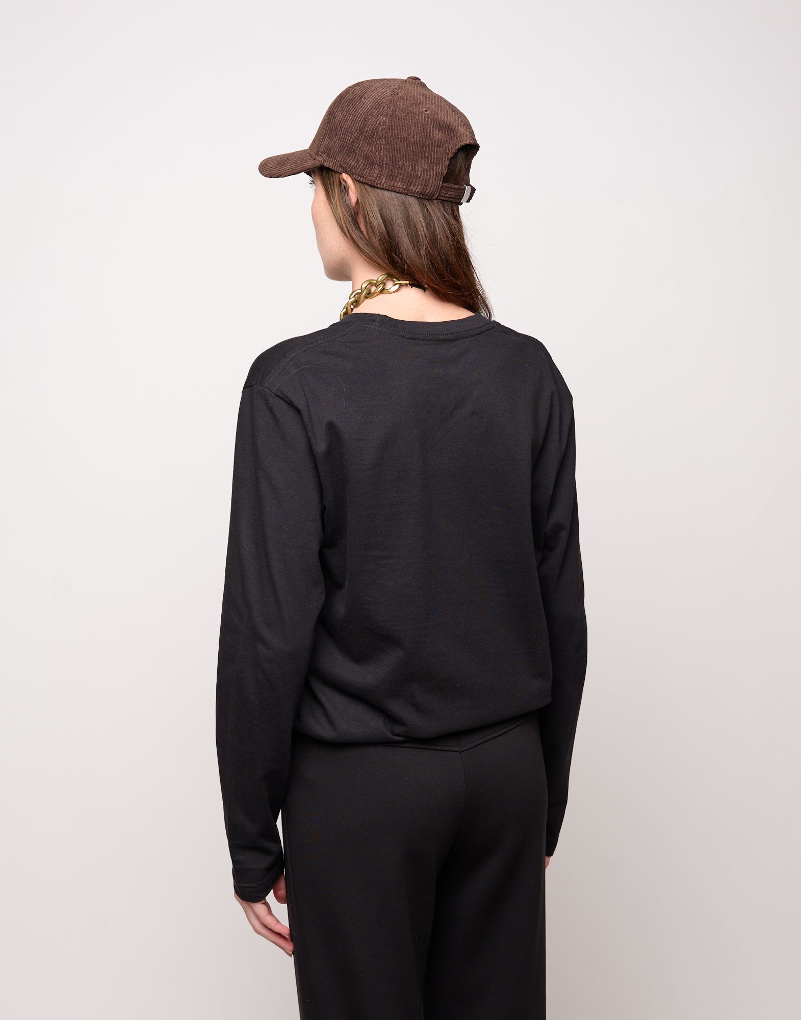 DOUUOD T-shirt manica Lunga in Jersey di Cotone Stampa "Cuore" Nero