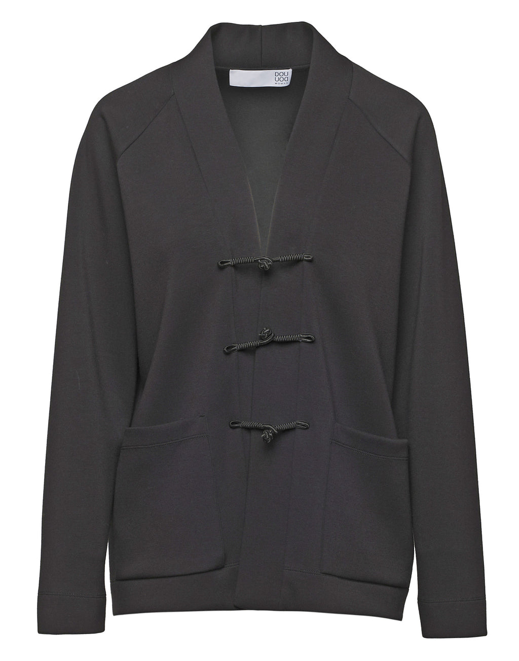 DOUUOD Cardigan Raglan con Alamari Nero