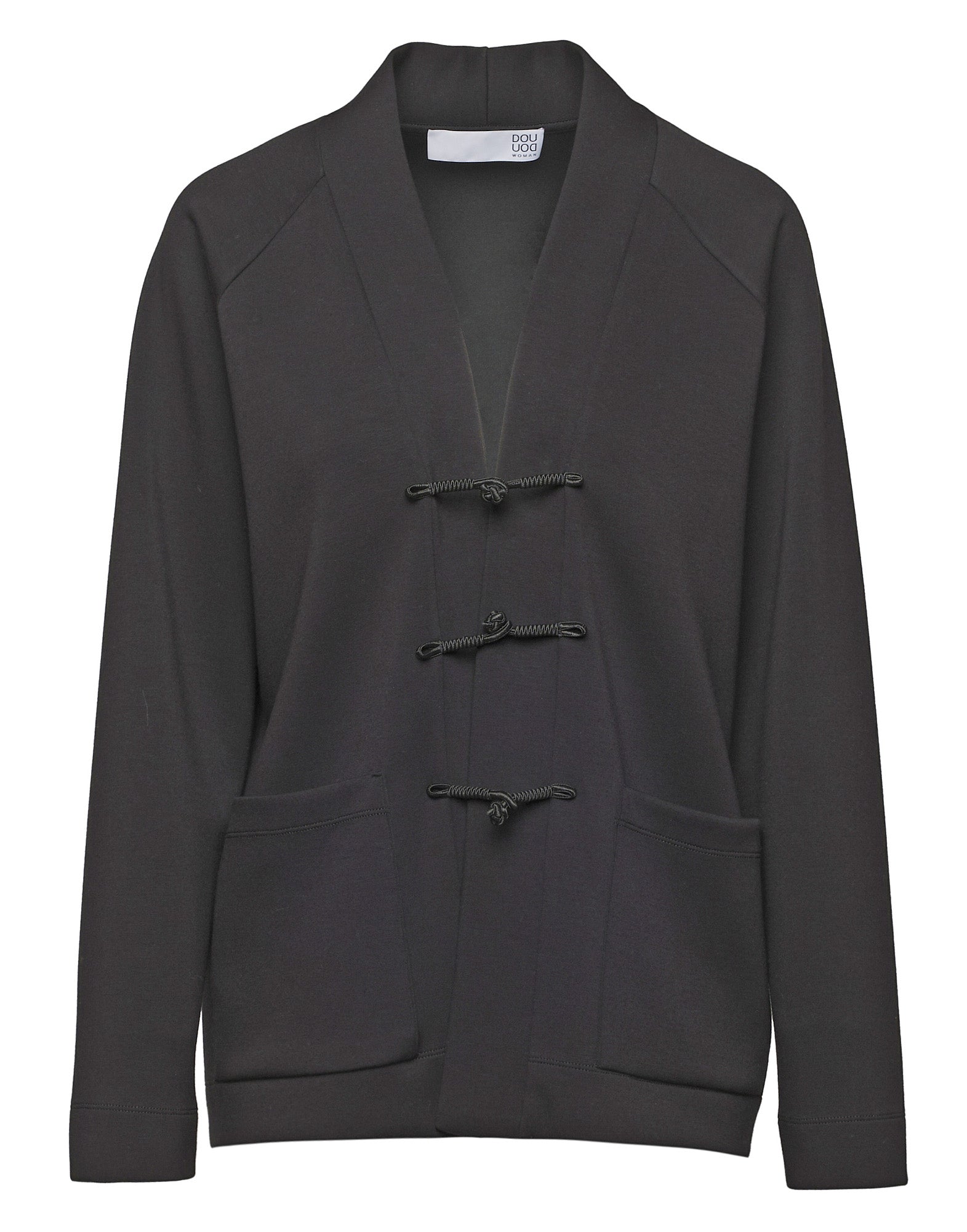 DOUUOD Cardigan Raglan con Alamari Nero