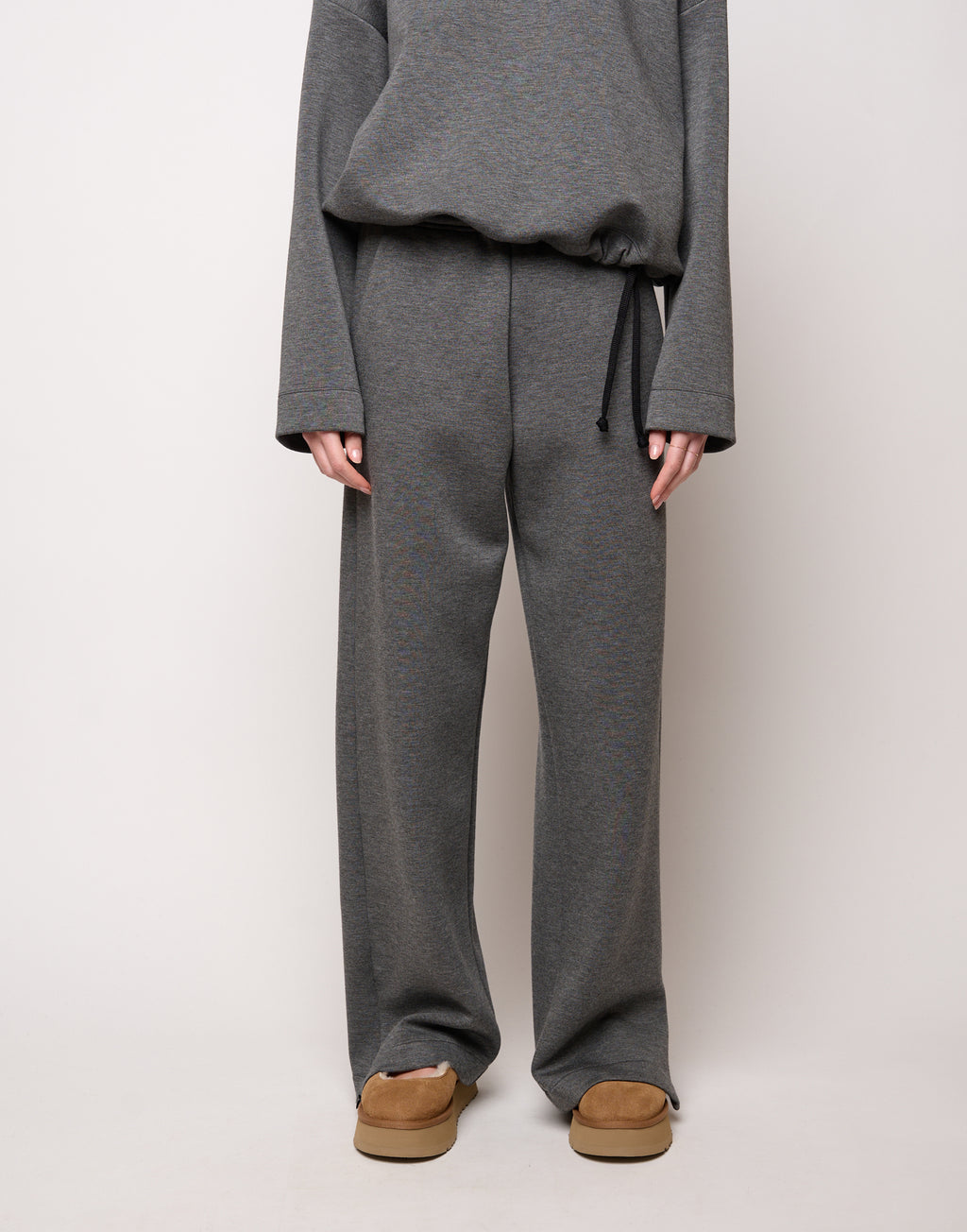 DOUUOD Pantalone Ampio con Zip al Fondo e Coulisse Laterale Grigio Fumo