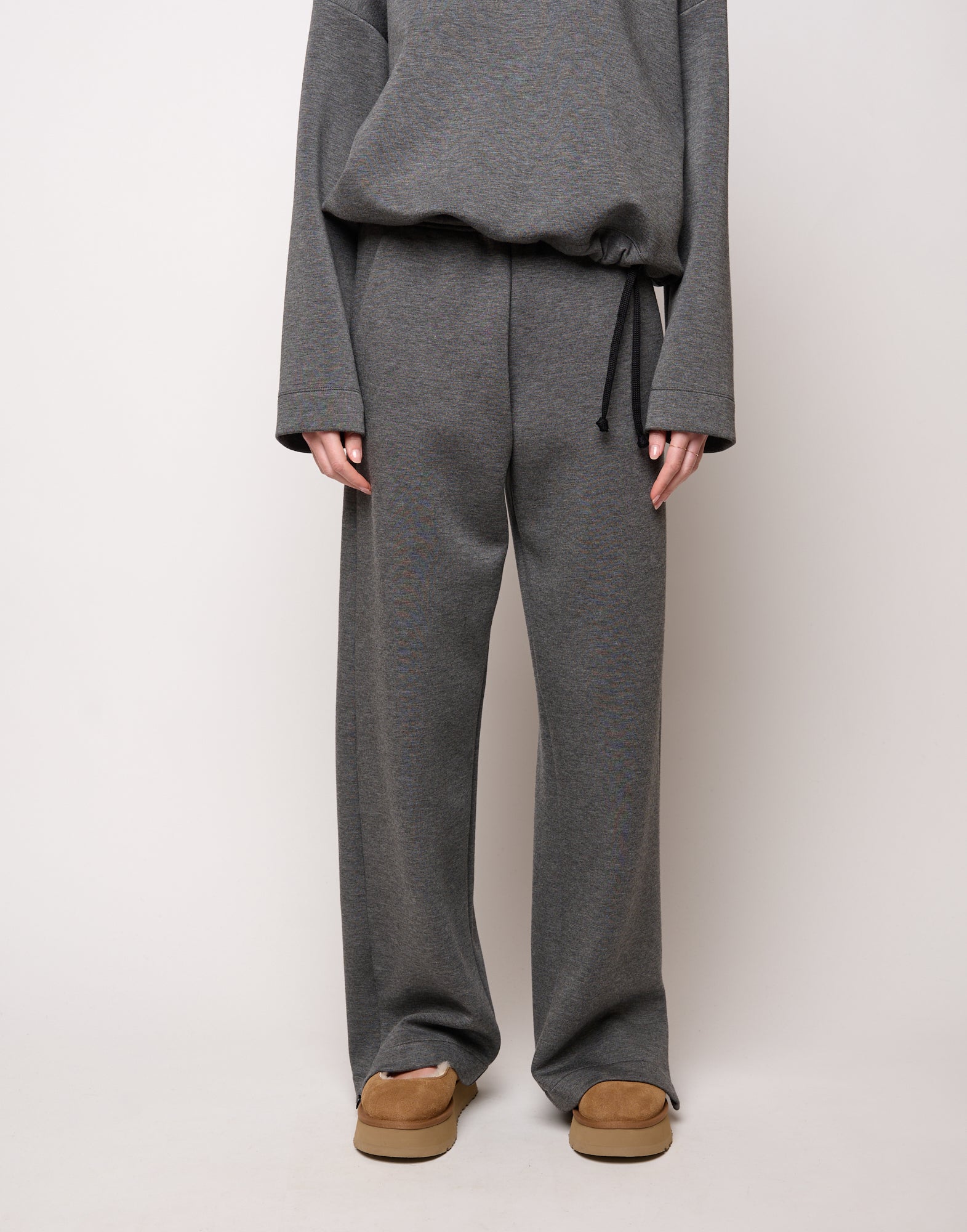 DOUUOD Pantalone Ampio con Zip al Fondo e Coulisse Laterale Grigio Fumo