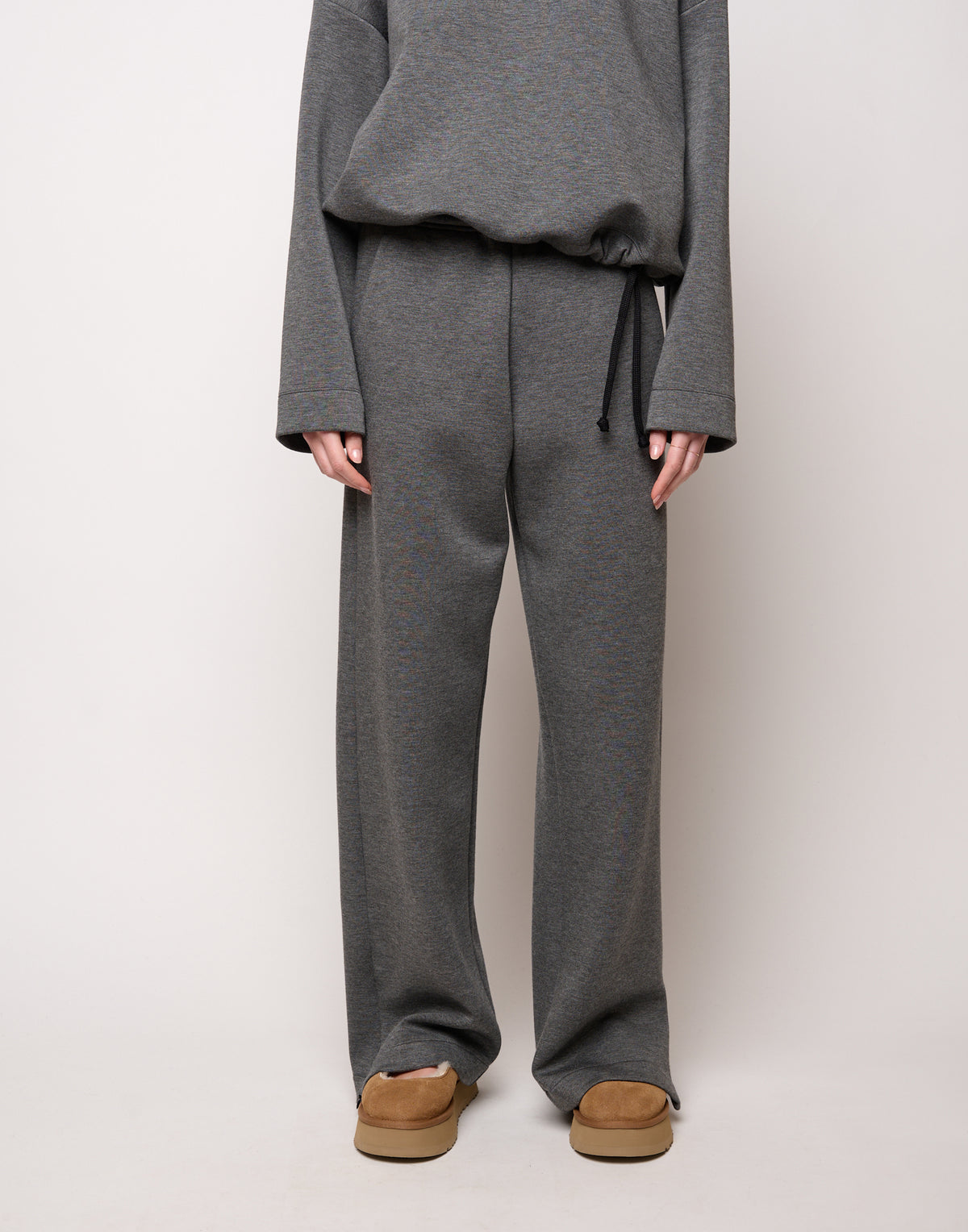 DOUUOD Pantalone Ampio con Zip al Fondo e Coulisse Laterale Grigio Fumo