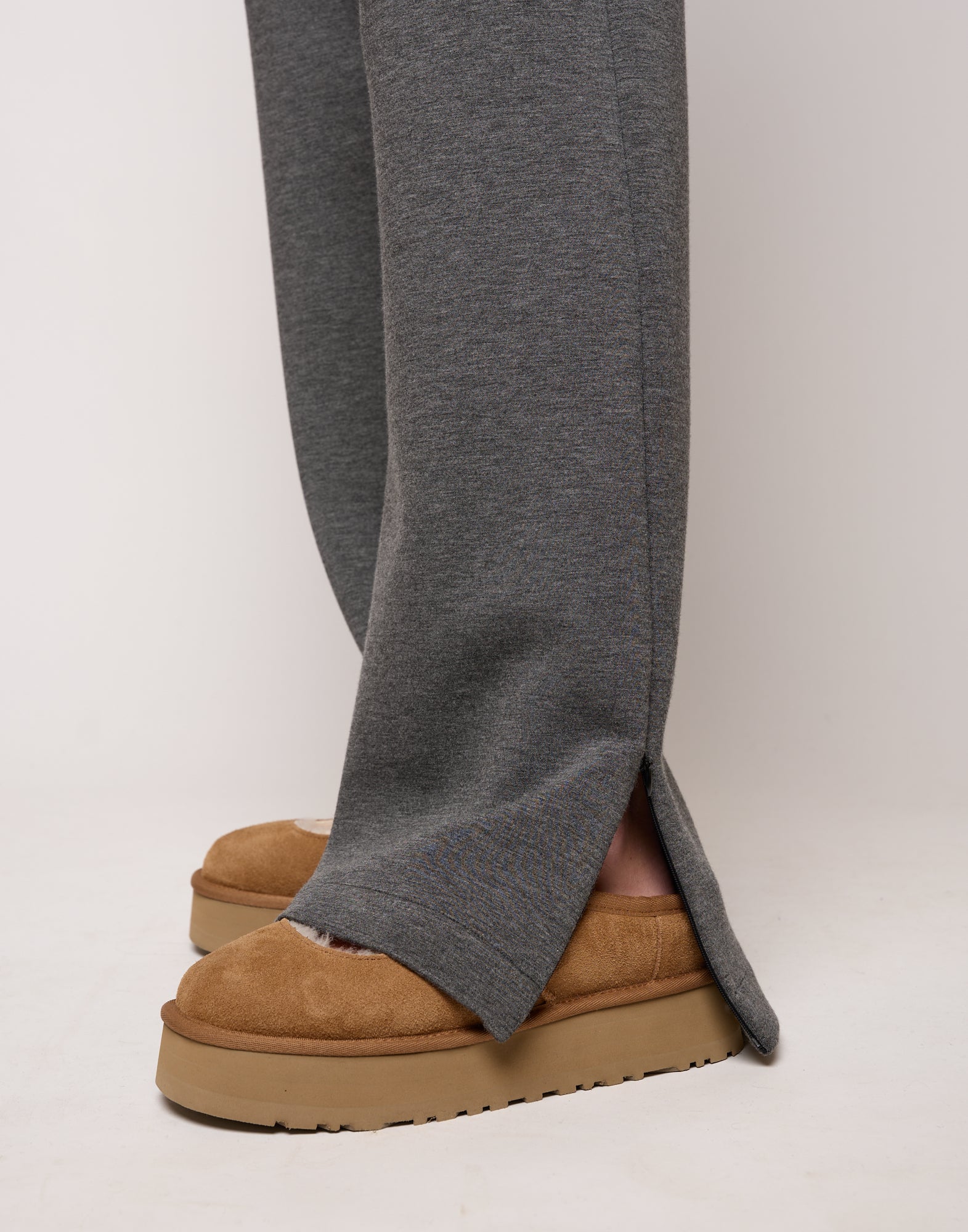 DOUUOD Pantalone Ampio con Zip al Fondo e Coulisse Laterale Grigio Fumo