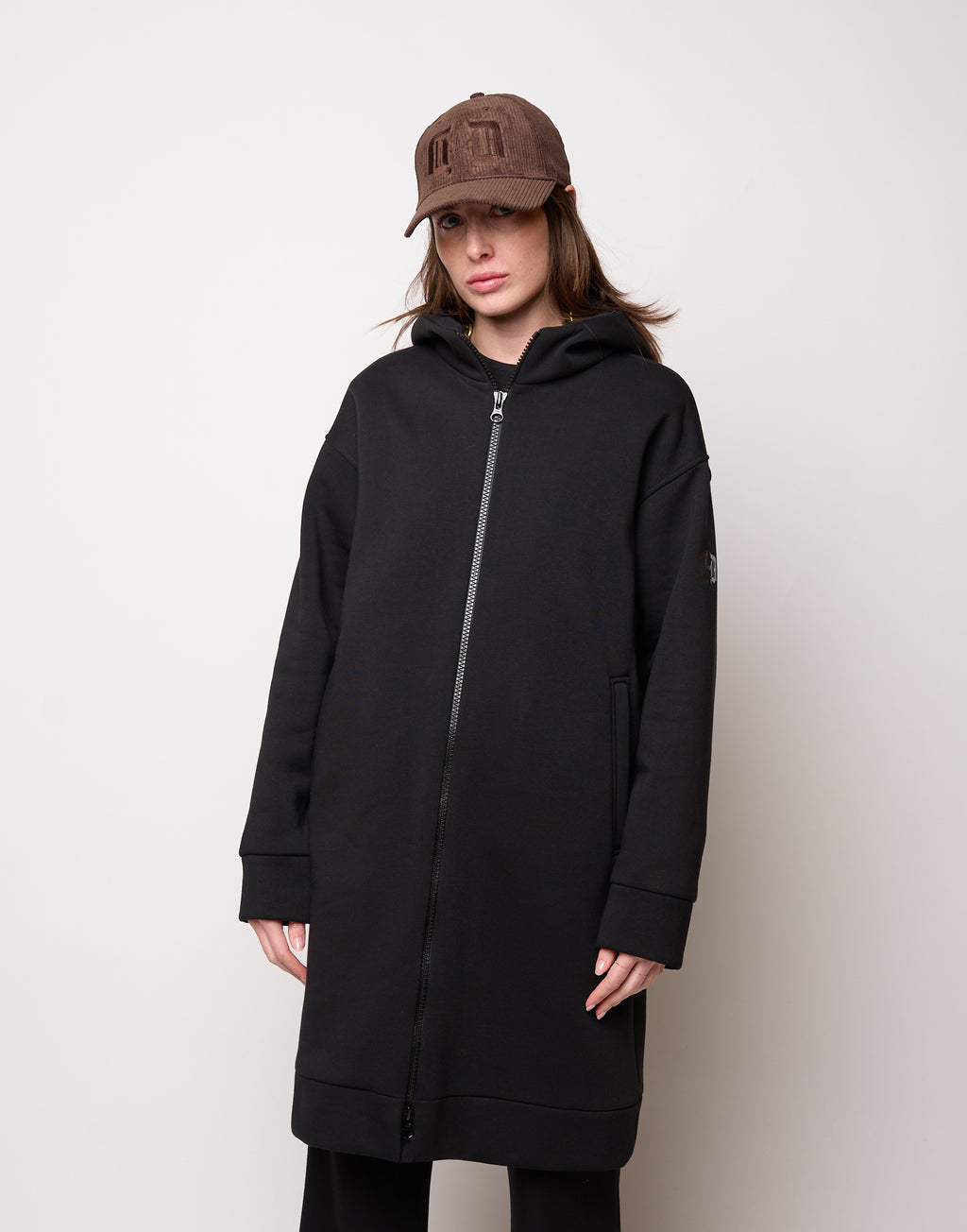 DOUUOD Cappottino in Felpa con Cappuccio e Zip Nero