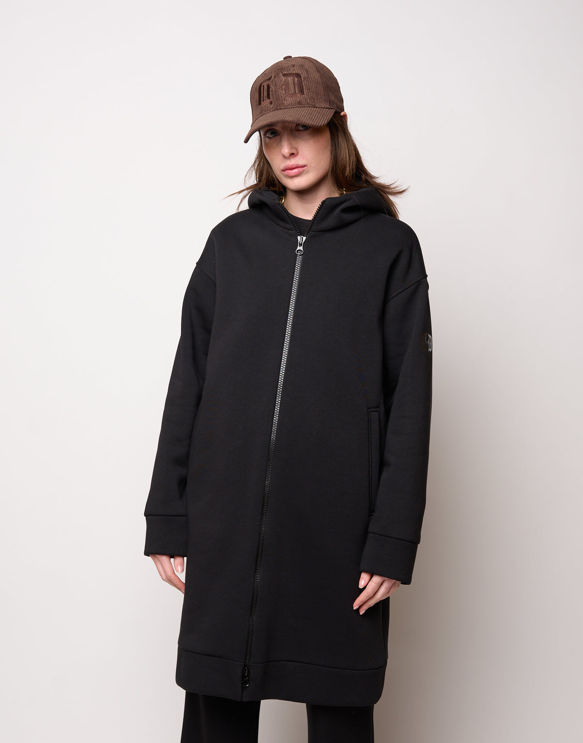 DOUUOD Cappottino in Felpa con Cappuccio e Zip Nero