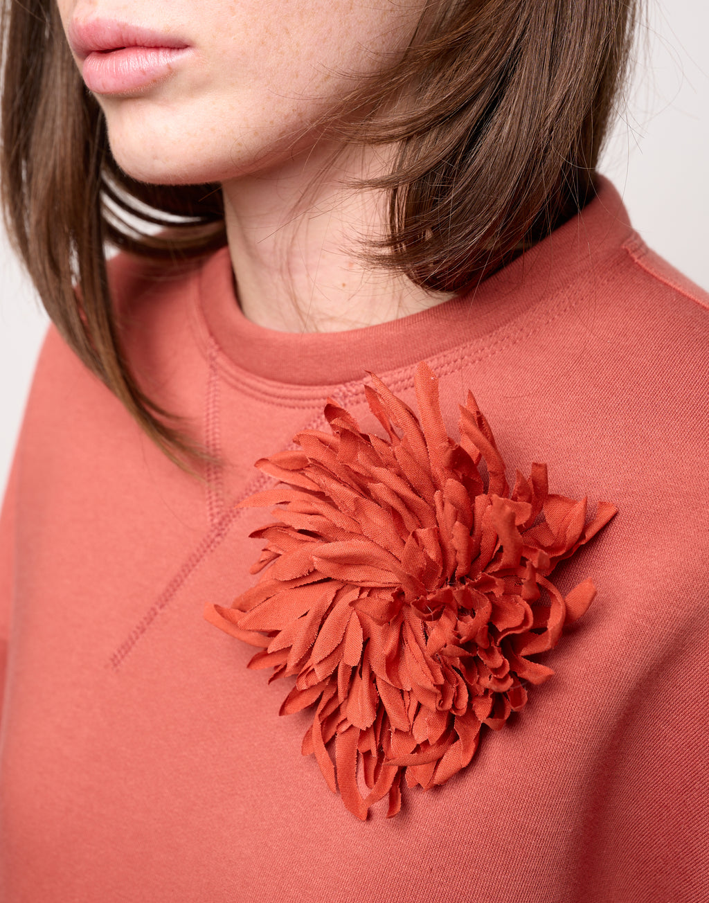DOUUOD Felpa Girocollo in Felpa Soft Rust