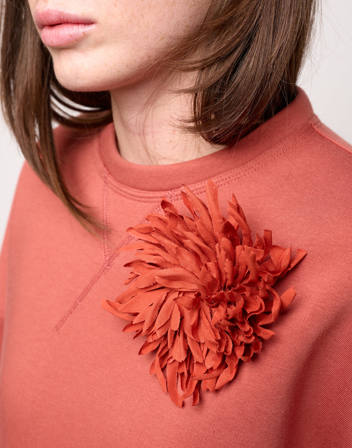 DOUUOD Felpa Girocollo in Felpa Soft Rust