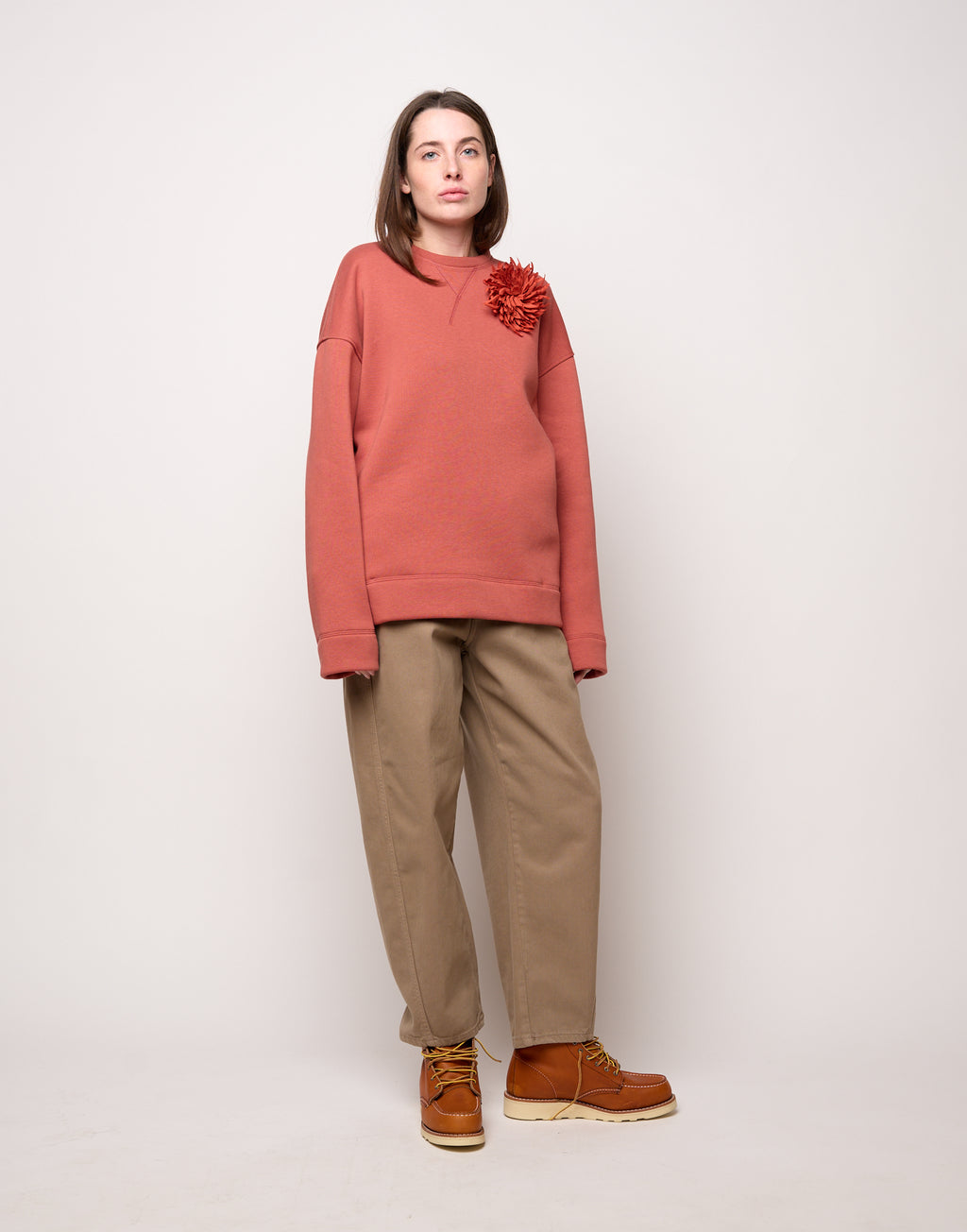 DOUUOD Felpa Girocollo in Felpa Soft Rust