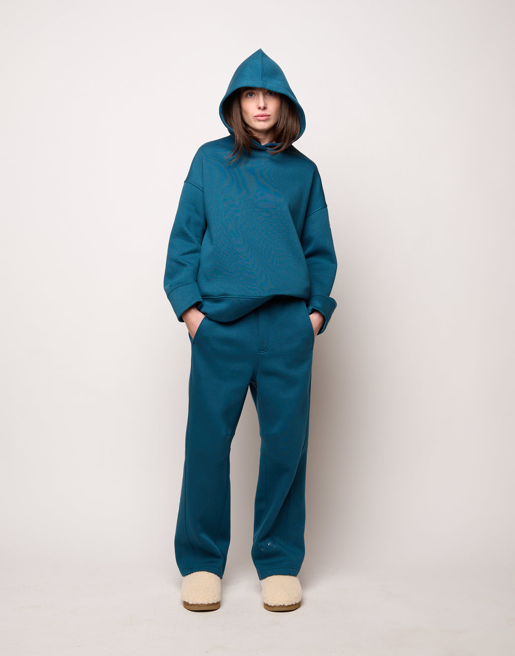 DOUUOD Felpa con Cappuccio e Tasche con Zip Tied Blue