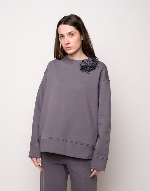 DOUUOD Felpa Girocollo in Felpa Soft Grigio Delfino