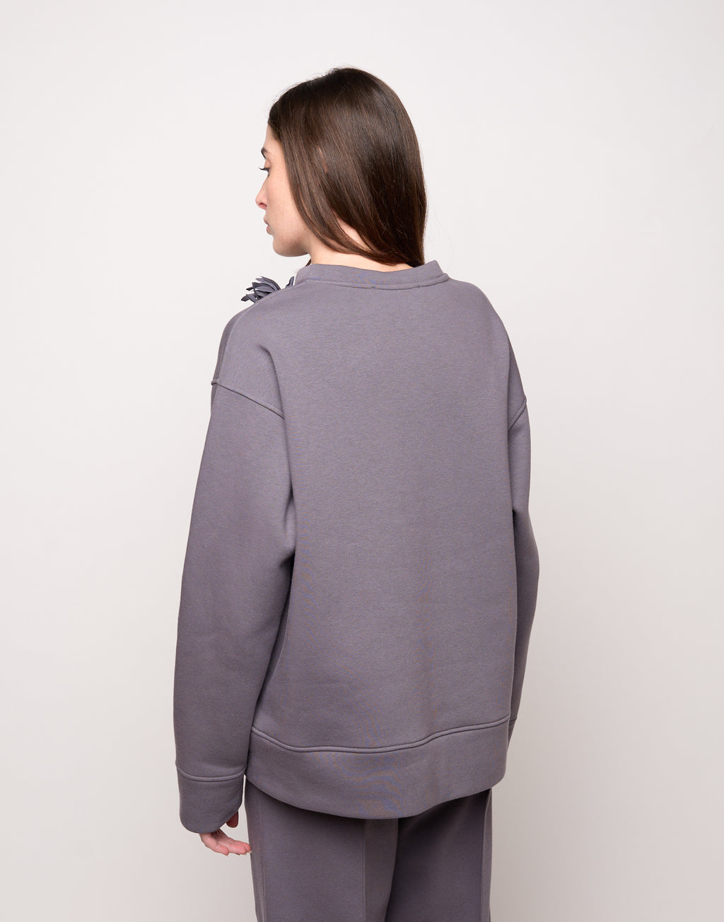 DOUUOD Felpa Girocollo in Felpa Soft Grigio Delfino
