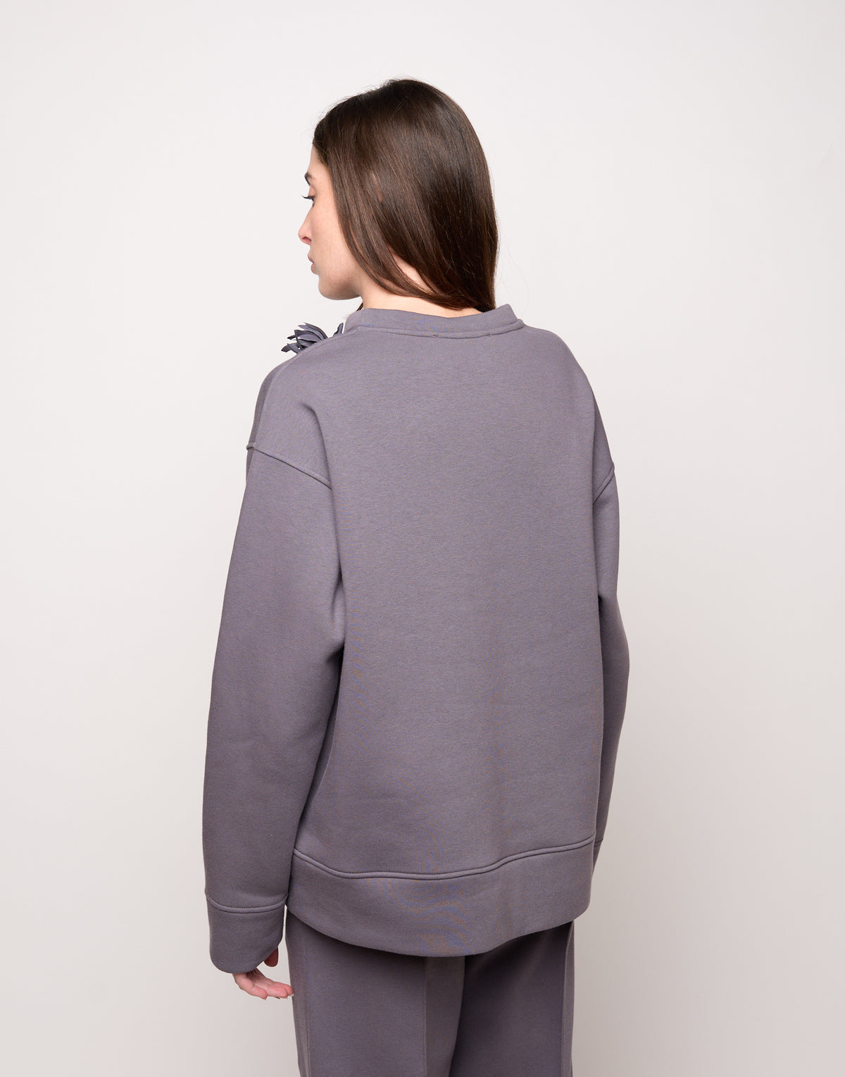 DOUUOD Felpa Girocollo in Felpa Soft Grigio Delfino