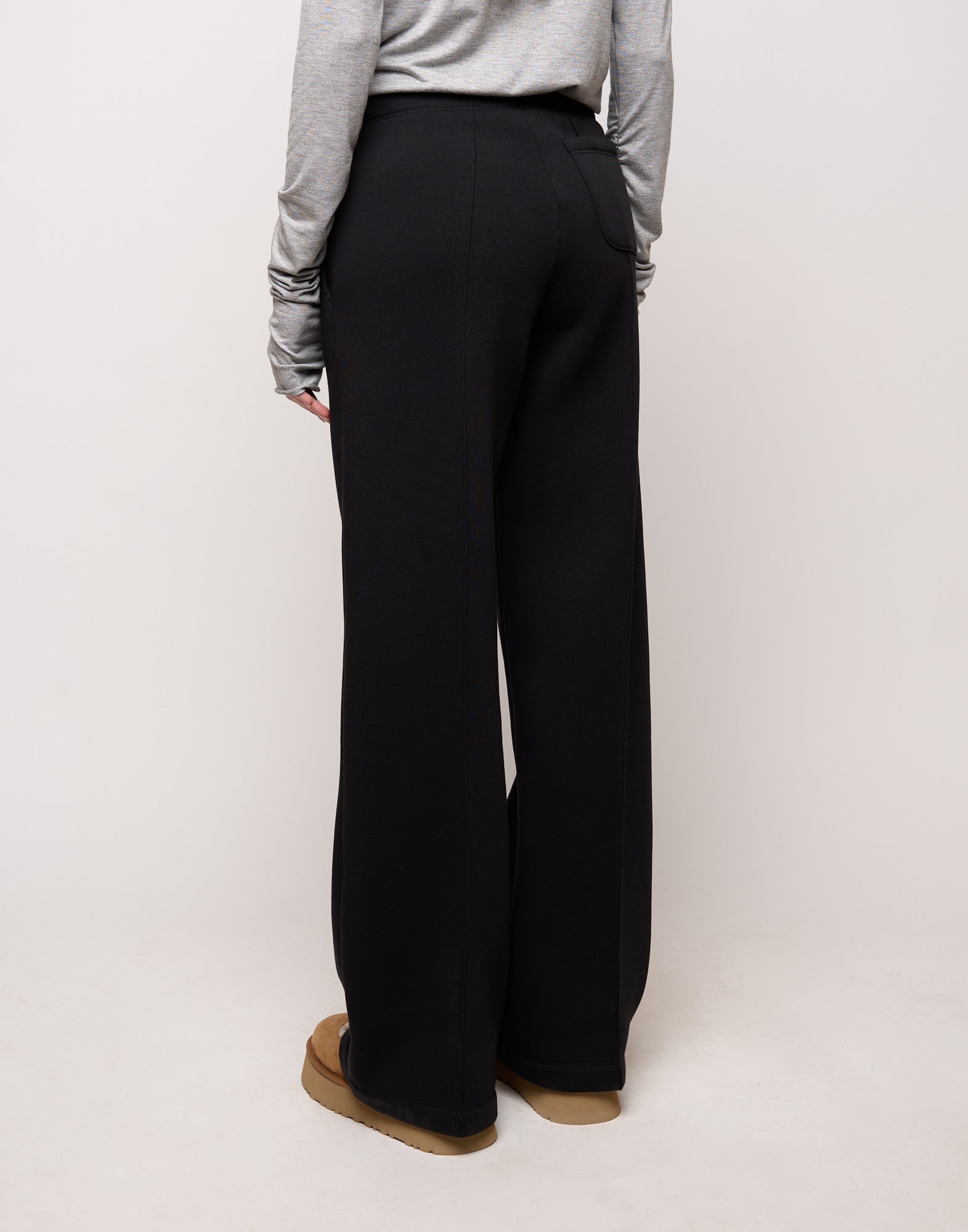 DOUUOD Pantalone Flare in Felpa Soft con Tasche alla Francese Nero