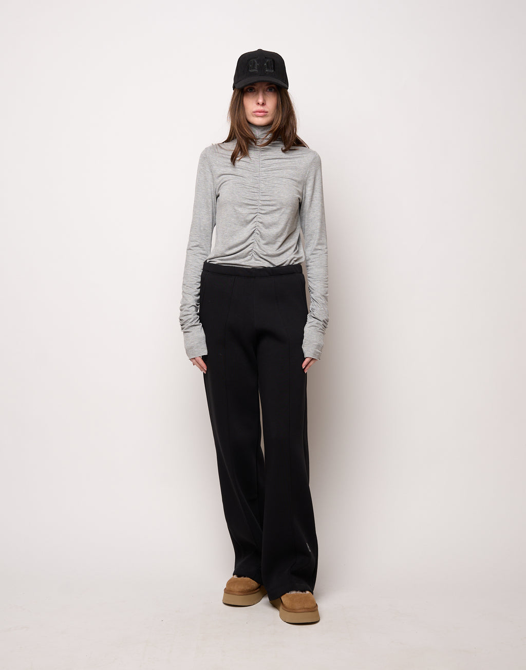 DOUUOD Pantalone Flare in Felpa Soft con Tasche alla Francese Nero