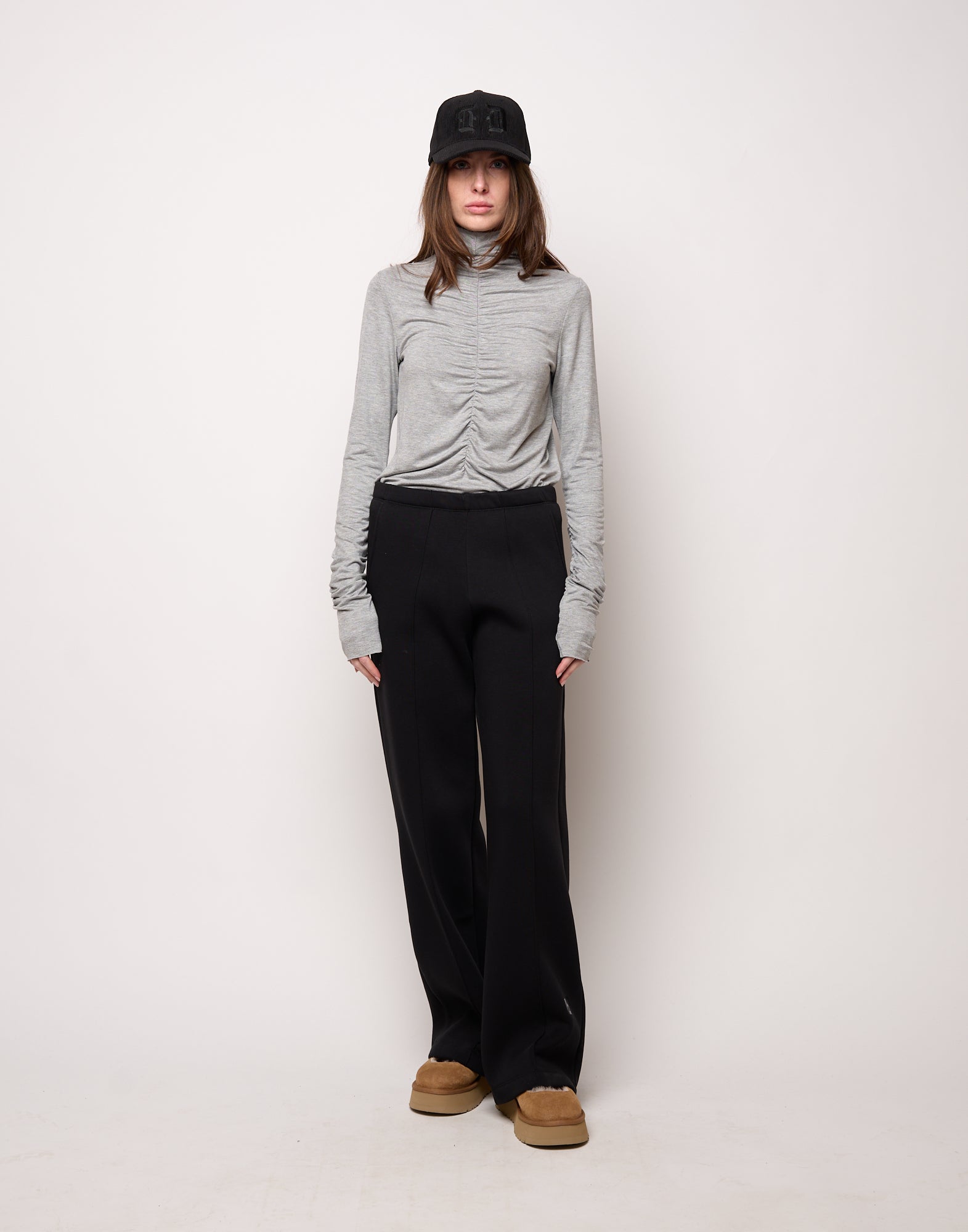DOUUOD Pantalone Flare in Felpa Soft con Tasche alla Francese Nero