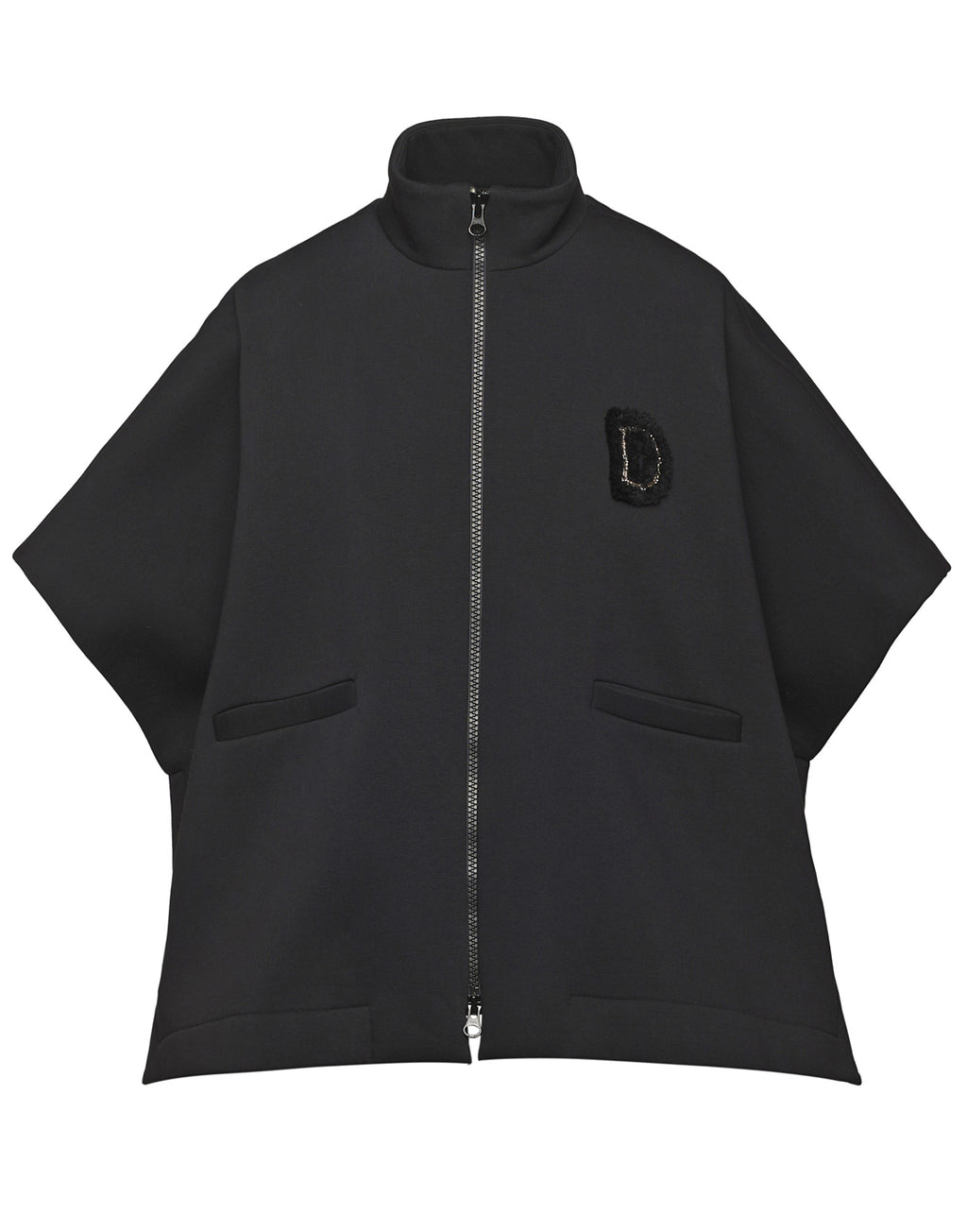 DOUUOD Cappa in Felpa Soft con Zip e Patch Nera