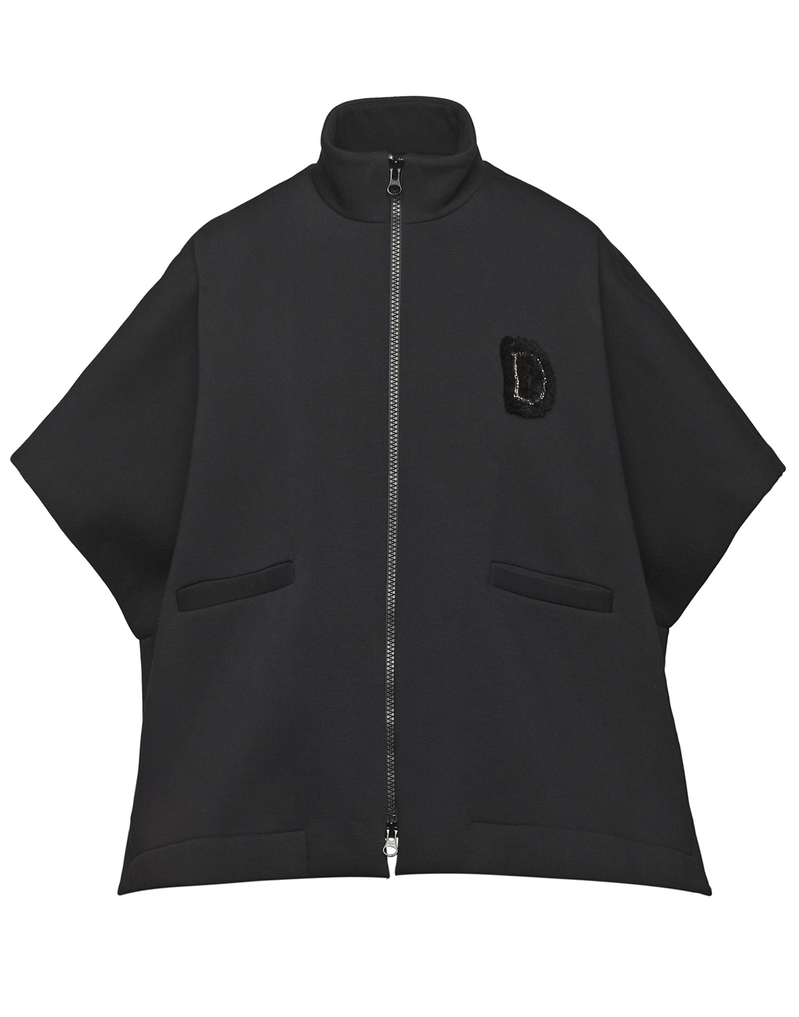 DOUUOD Cappa in Felpa Soft con Zip e Patch Nera