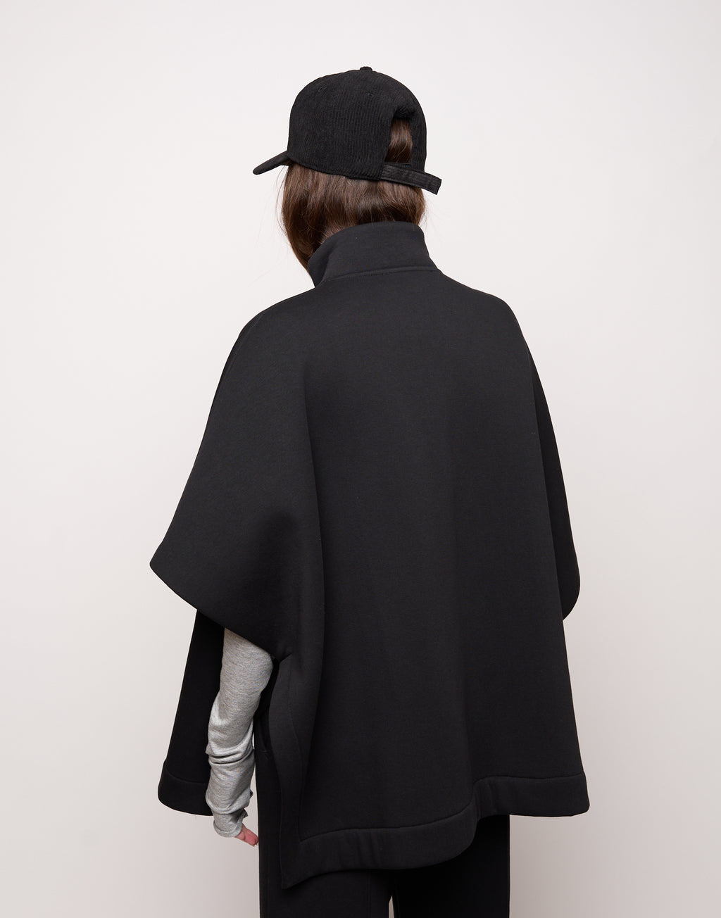 DOUUOD Cappa in Felpa Soft con Zip e Patch Nera