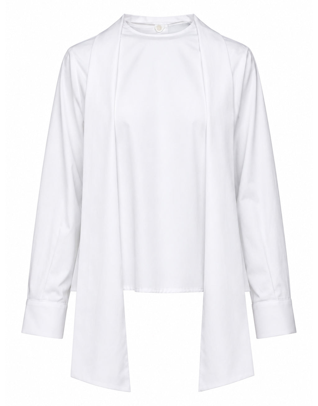 DOUUOD Blusa Girocollo Aperta sul Retro con Nastro Bianca