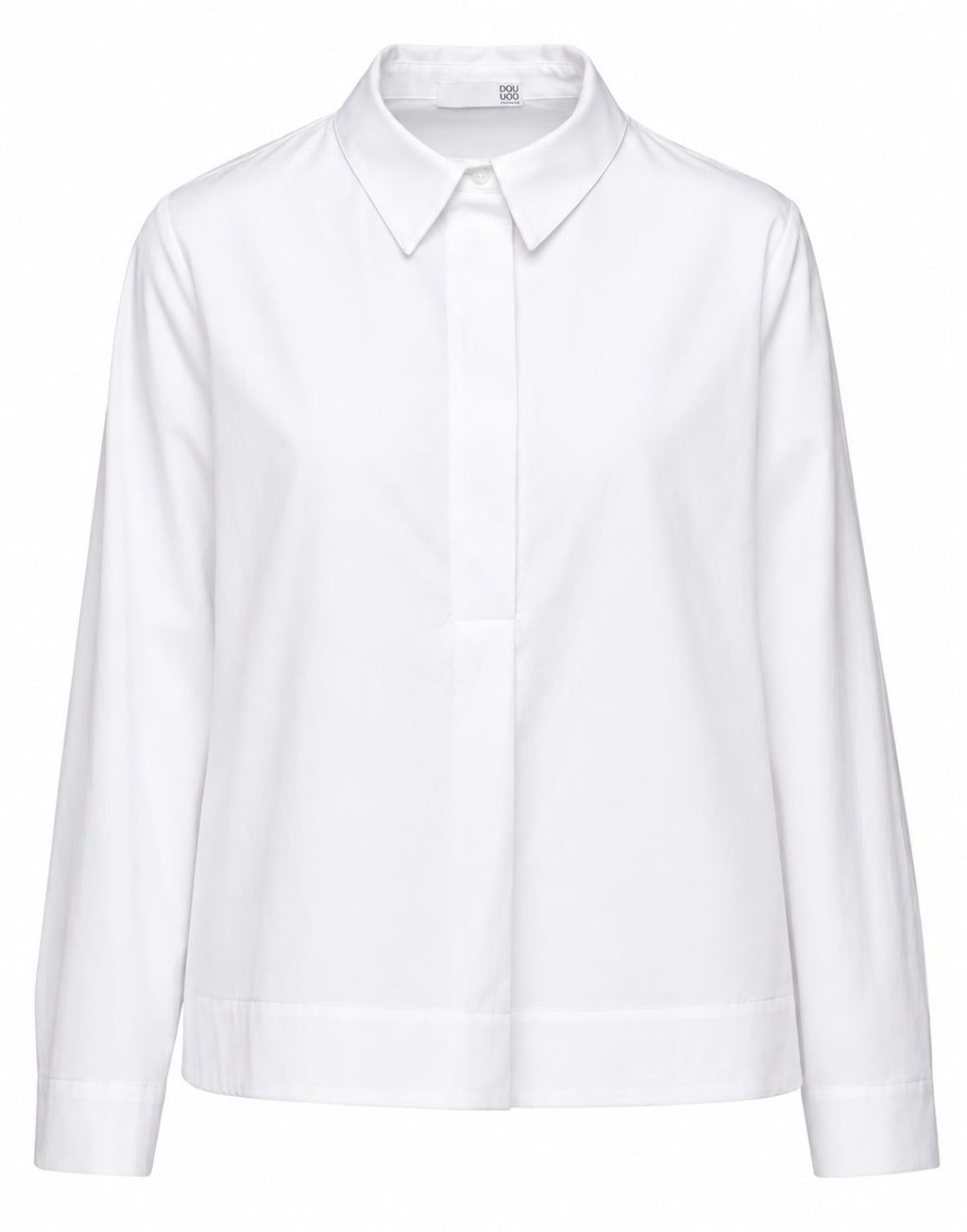 DOUUOD Camicia a Polo con Linea ad A Bianca