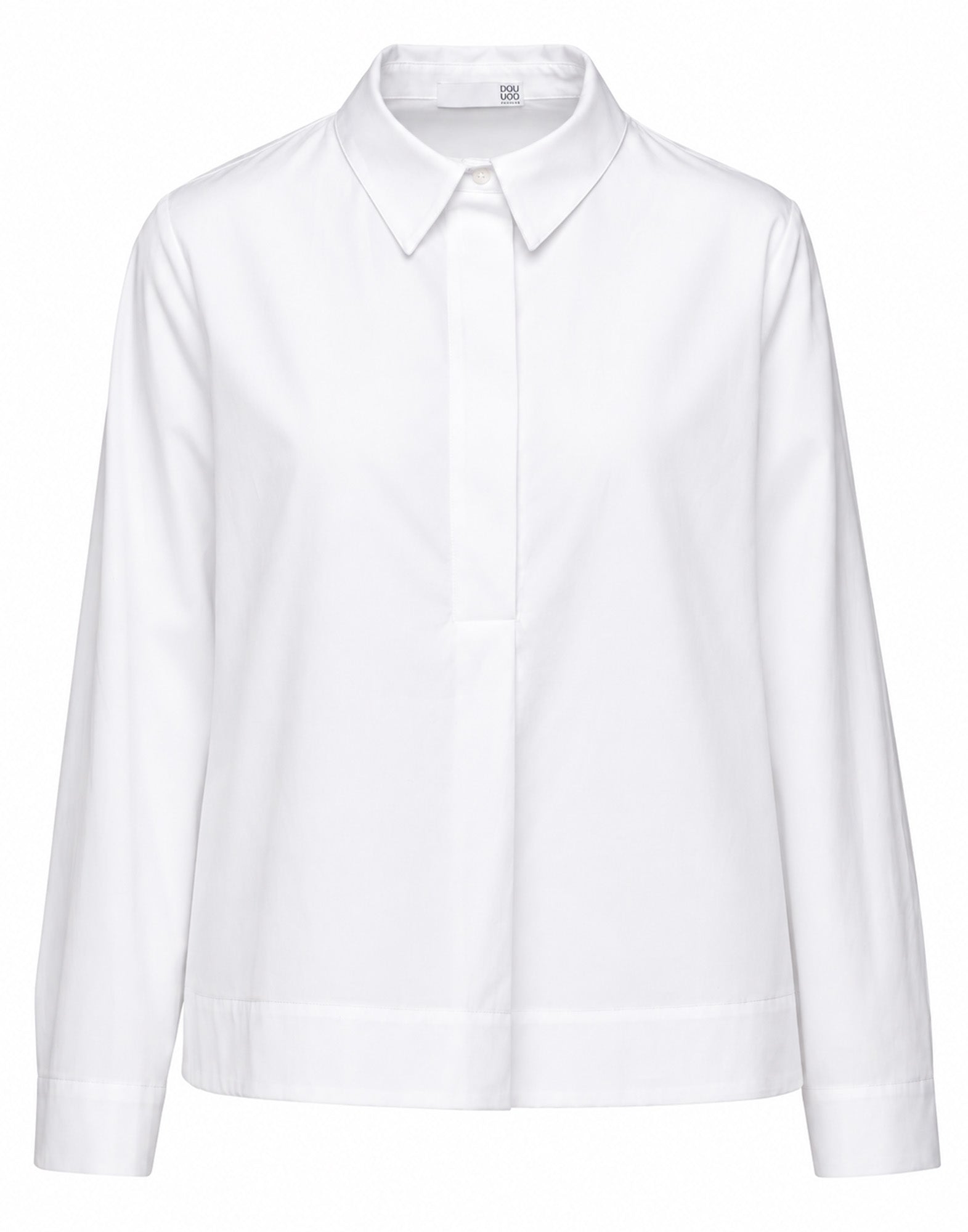 DOUUOD Camicia a Polo con Linea ad A Bianca