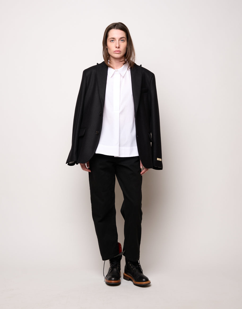 DOUUOD Camicia a Polo con Linea ad A Bianca