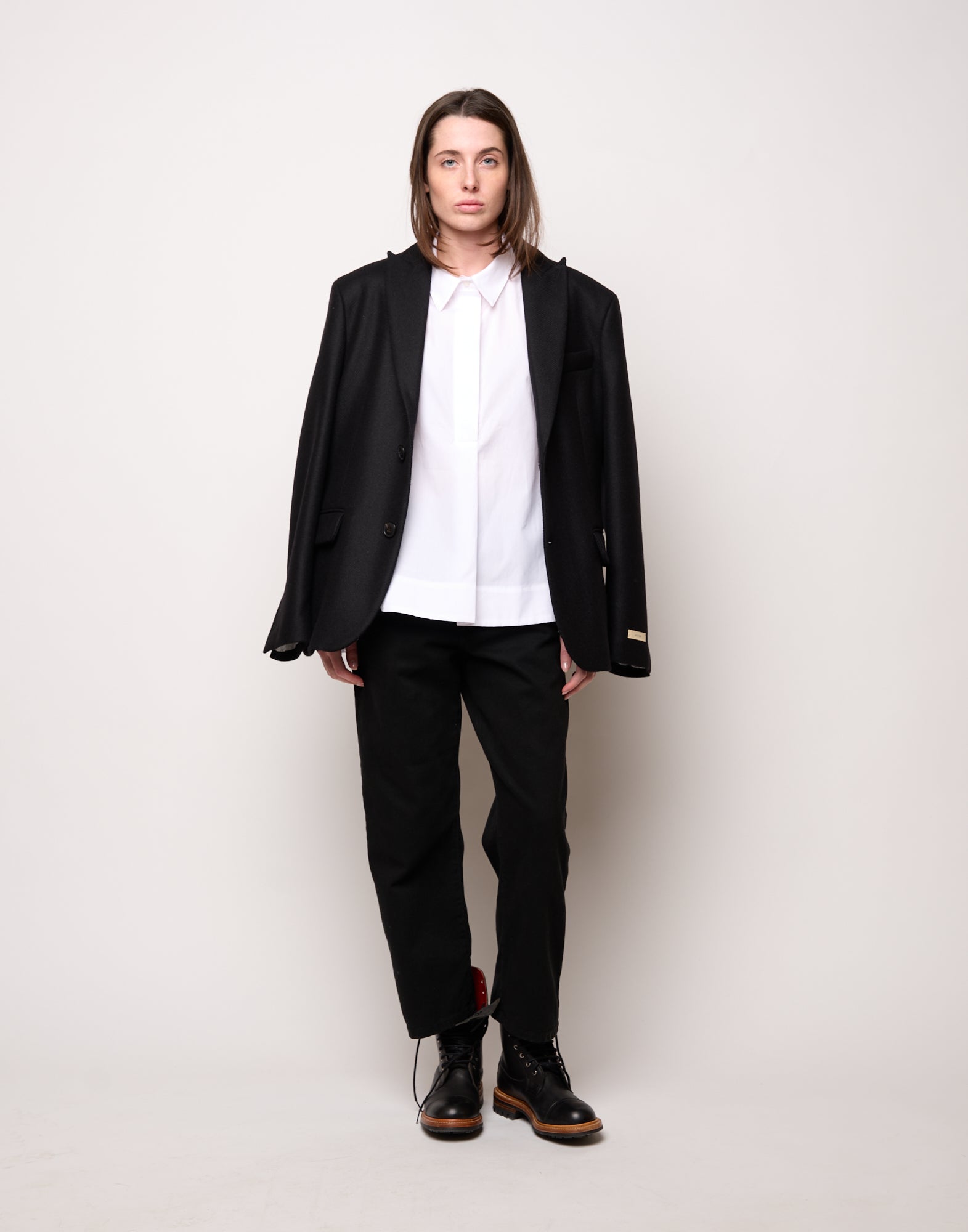 DOUUOD Camicia a Polo con Linea ad A Bianca