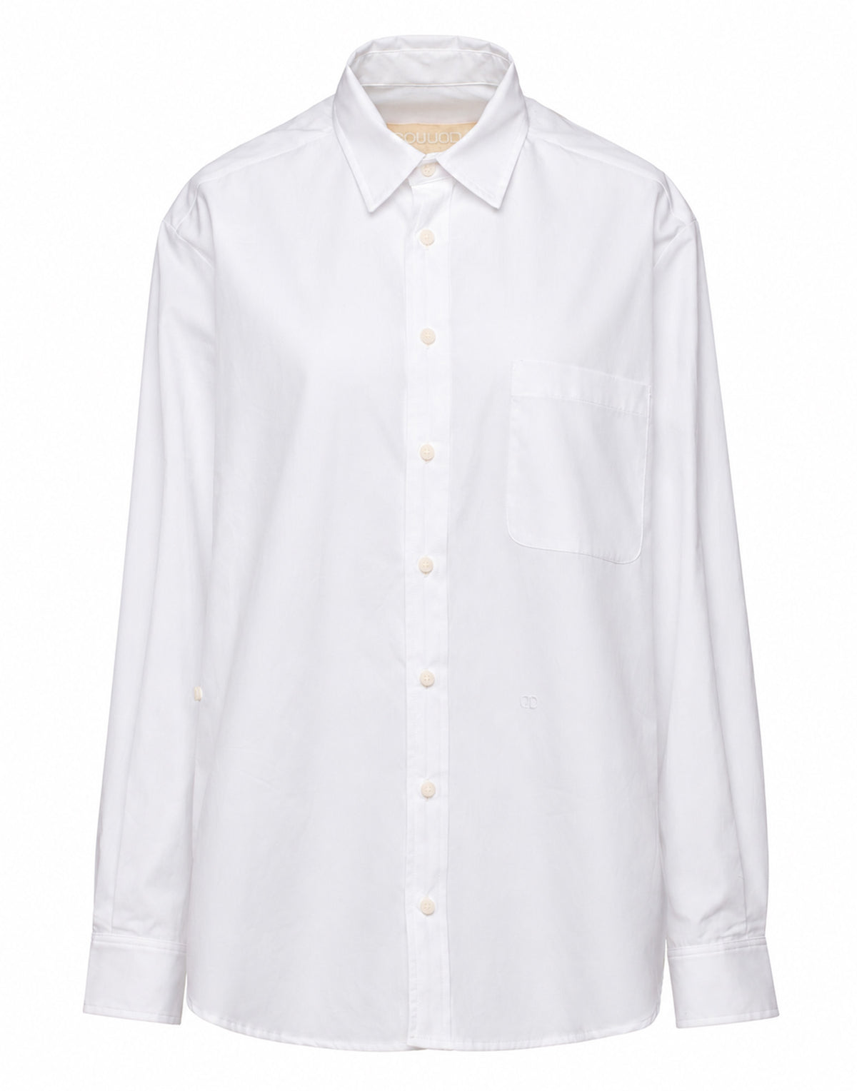 DOUUOD Camicia Genderless con Ricamo e Bottone Laterale Bianca