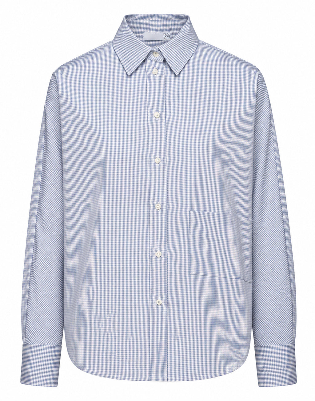 DOUUOD Camicia Taglio Kimono con Tasca a Quadretti Bianco/Blu