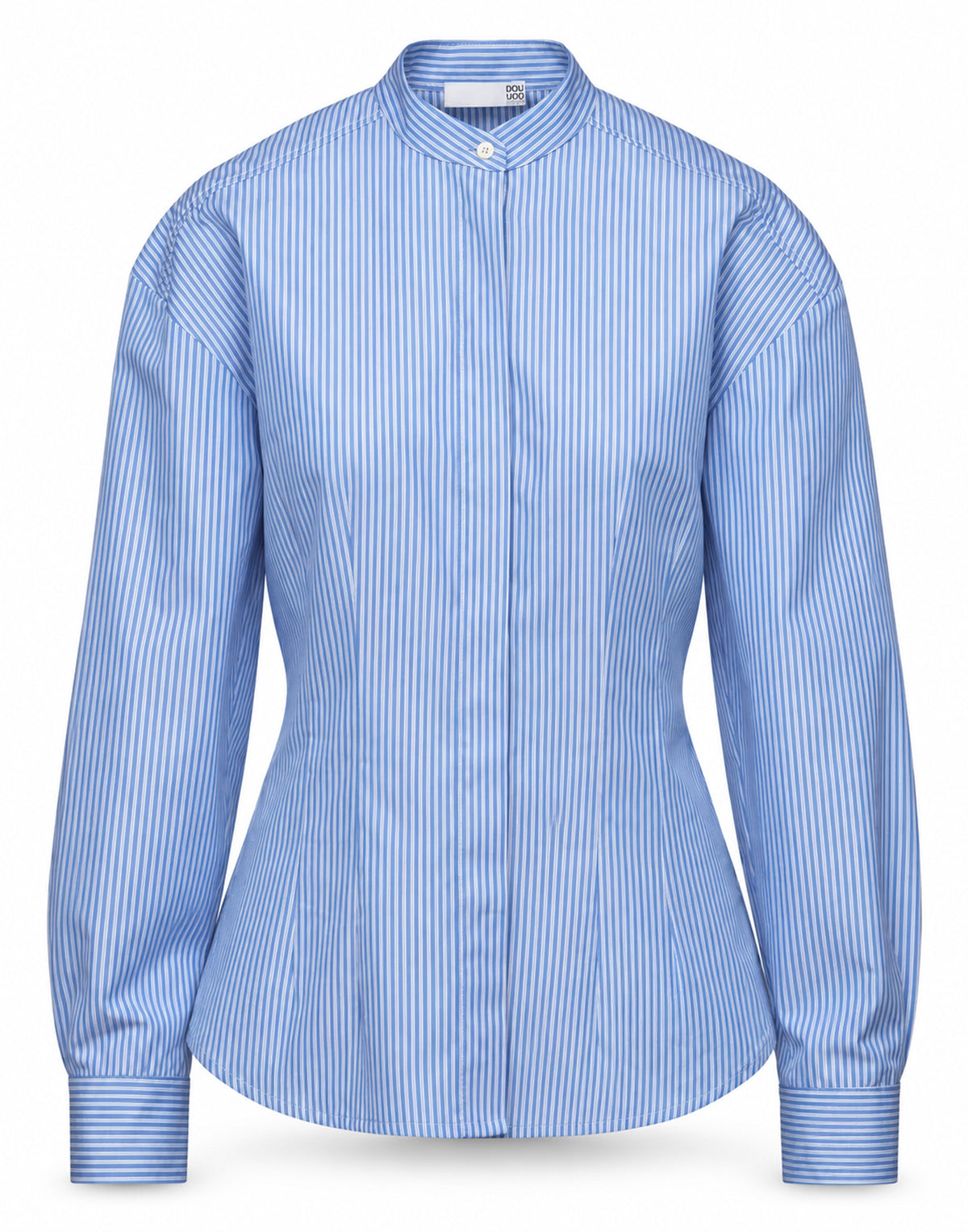 DOUUOD Camicia in Popeline di Cotone a Righe Bianco/Azzurro