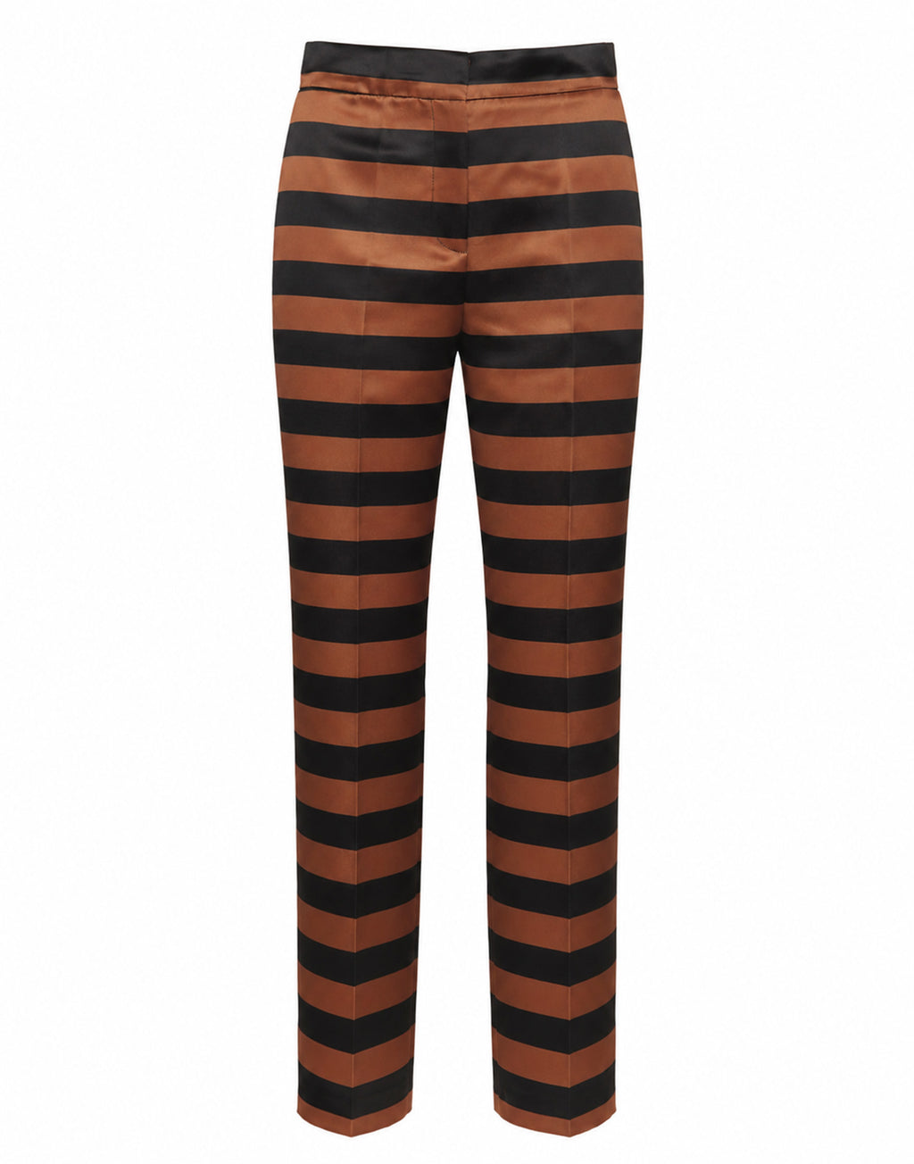 DOUUOD Pantalone Maschile a Sigaretta in Duchesse a Righe Nero/Whisky