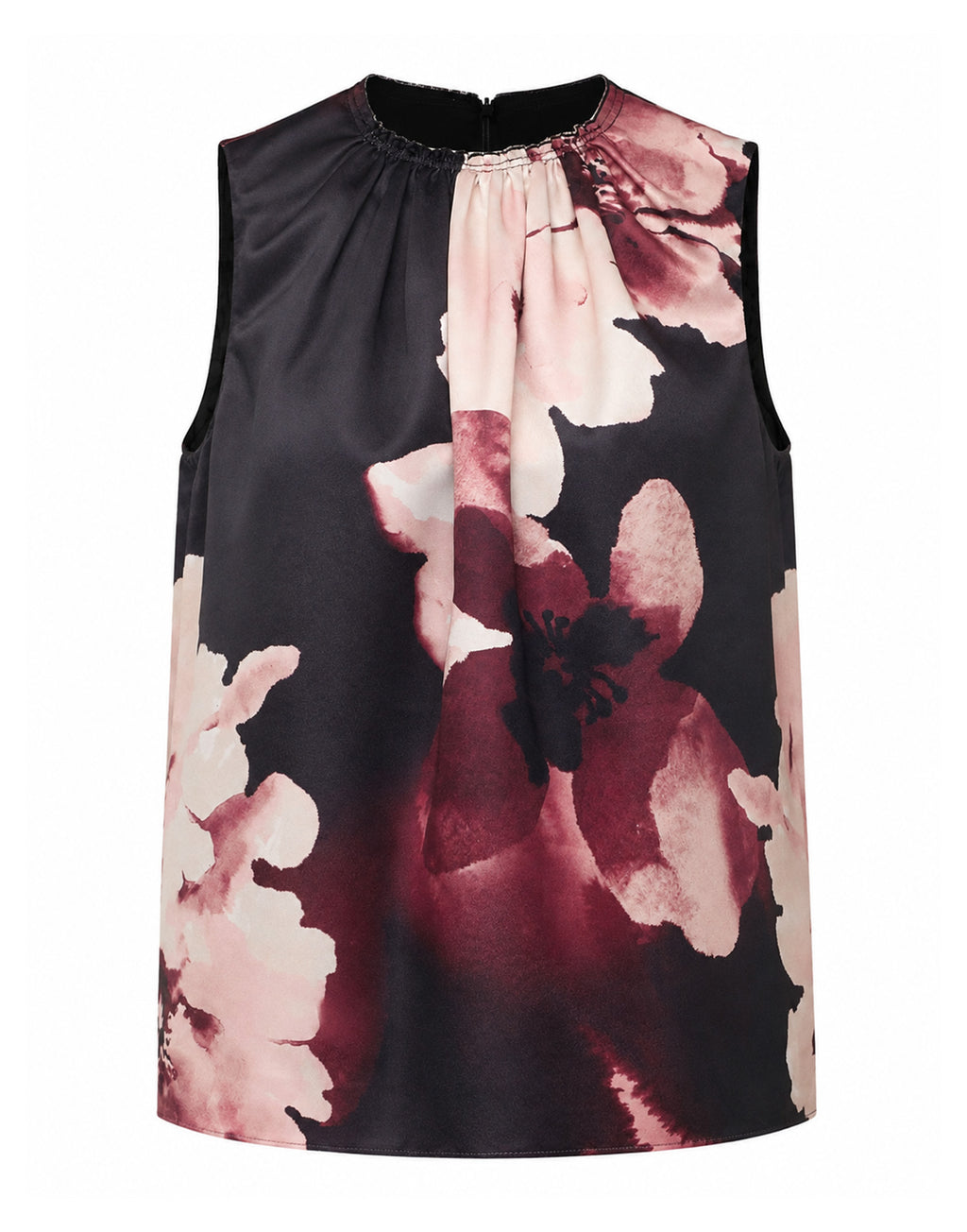 DOUUOD Top Boxy con Arriccio al Collo Stampa Floreale