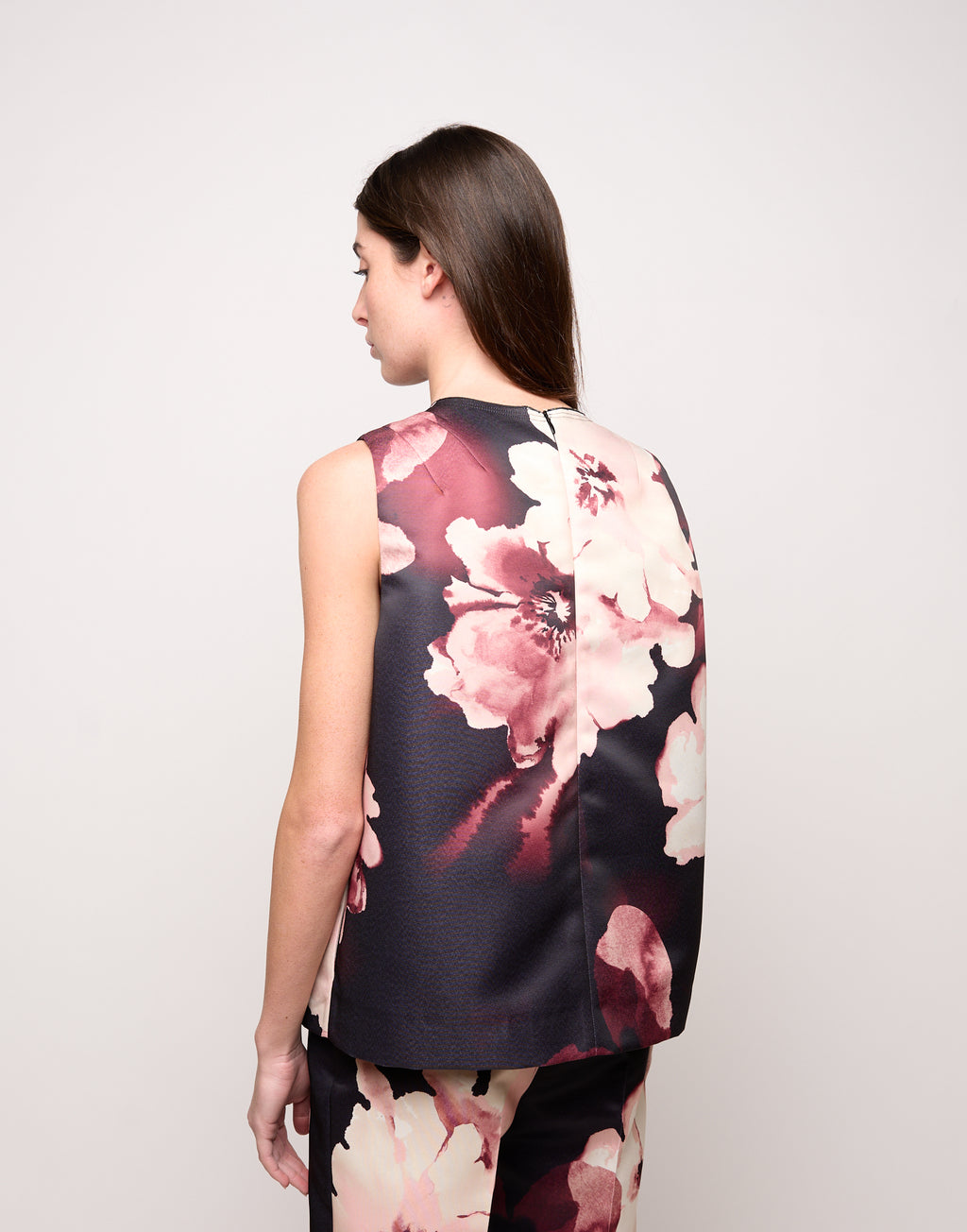 DOUUOD Top Boxy con Arriccio al Collo Stampa Floreale