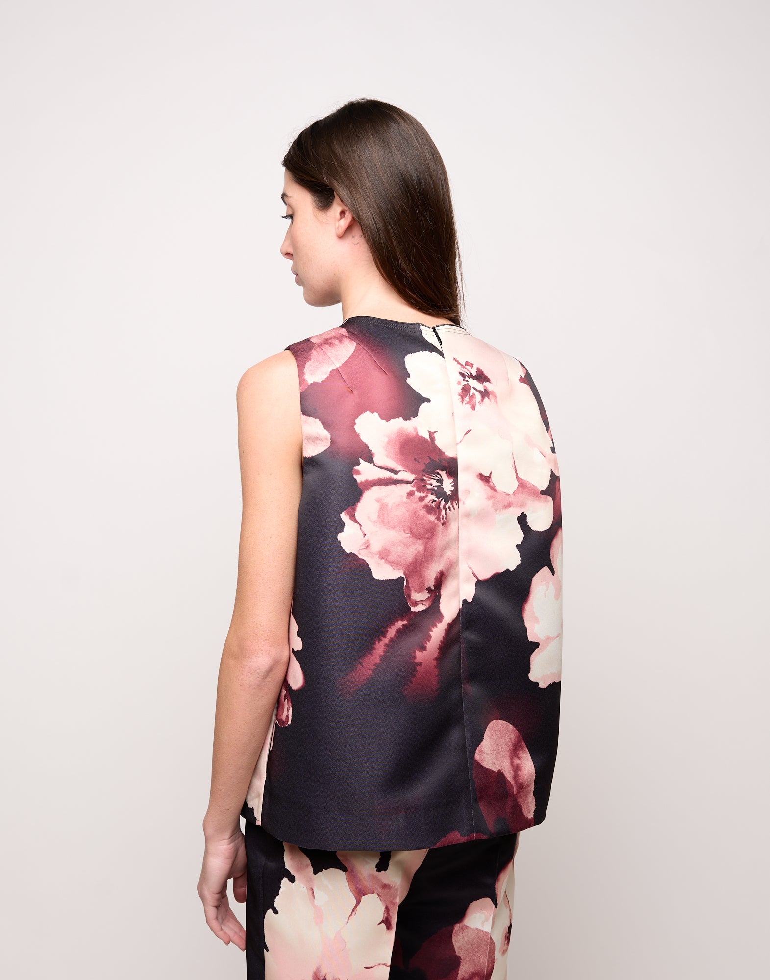 DOUUOD Top Boxy con Arriccio al Collo Stampa Floreale