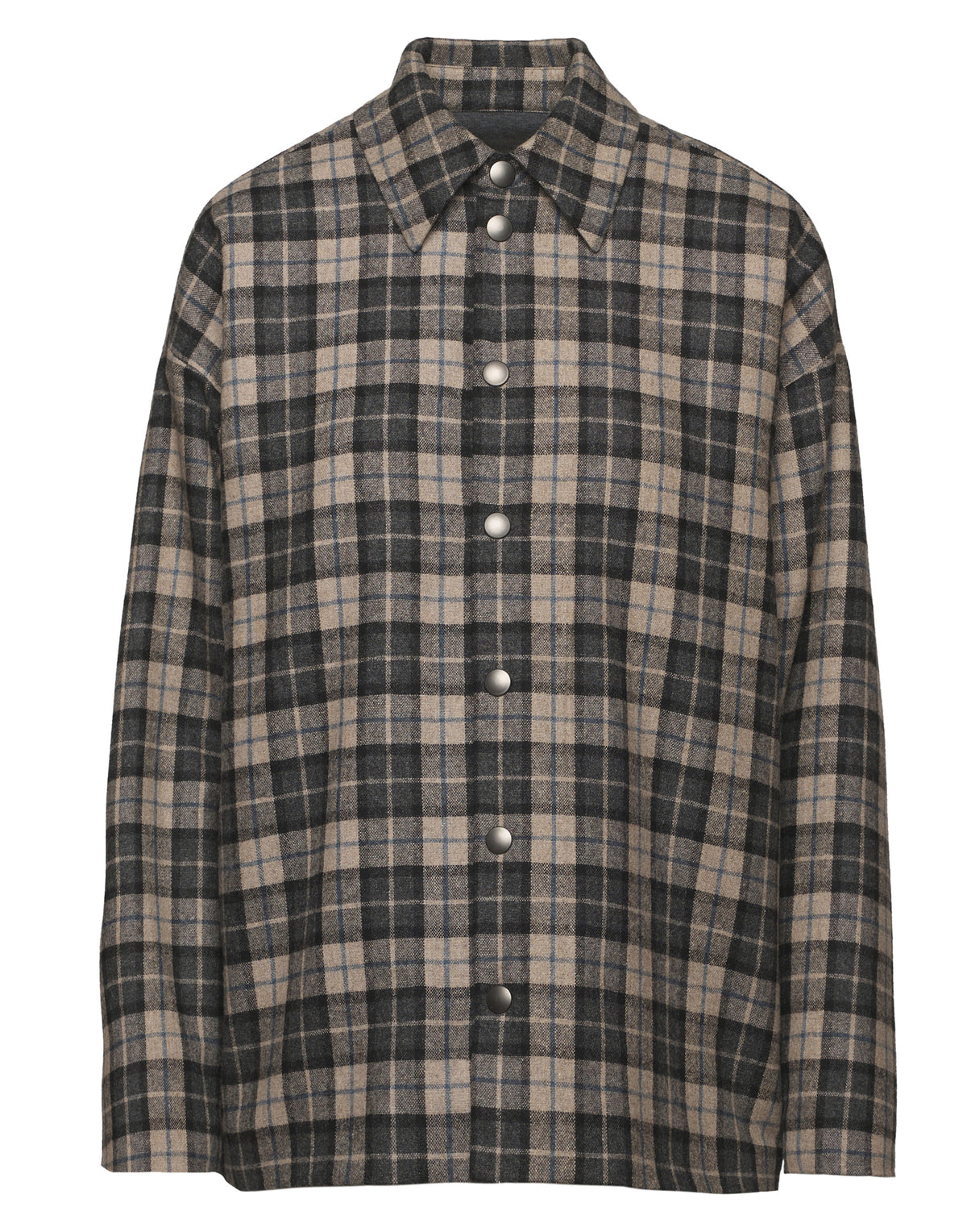 DOUUOD Giacca Camicia Genderless Doppiata in Felpa con Automatici Pomice/Fumo Londra/Tied Blu