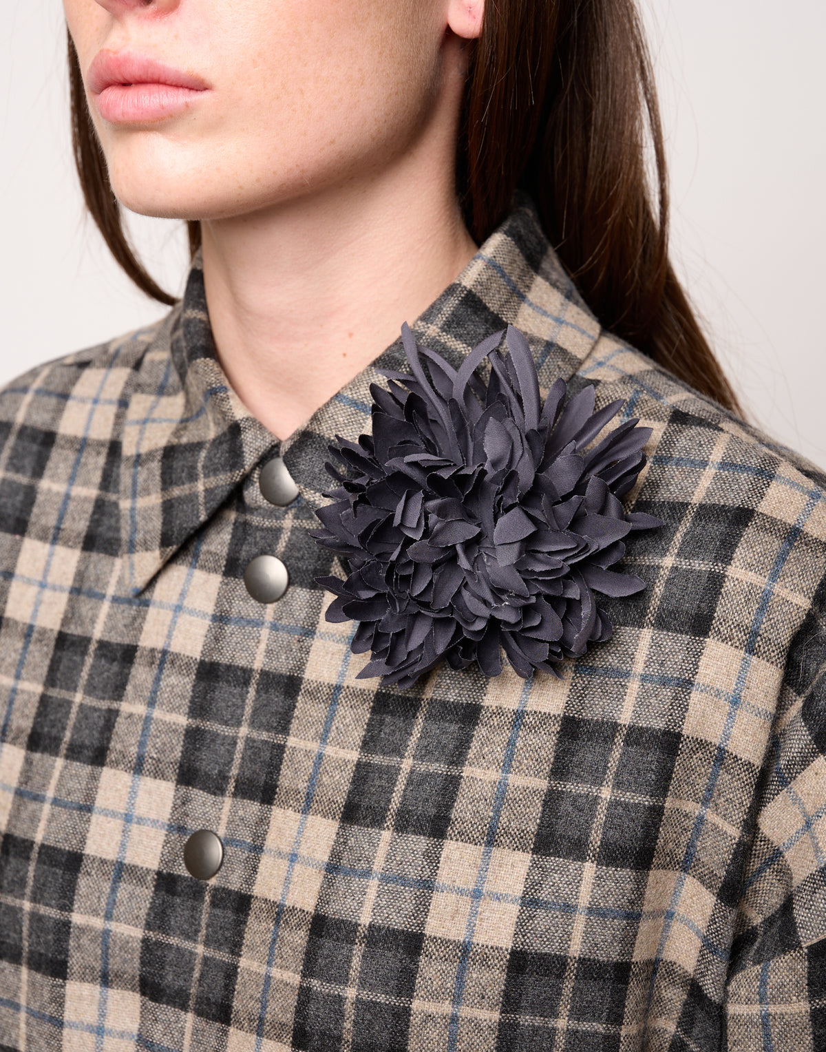 DOUUOD Giacca Camicia Genderless in Flanella Doppiata Pomice/Fumo Londra