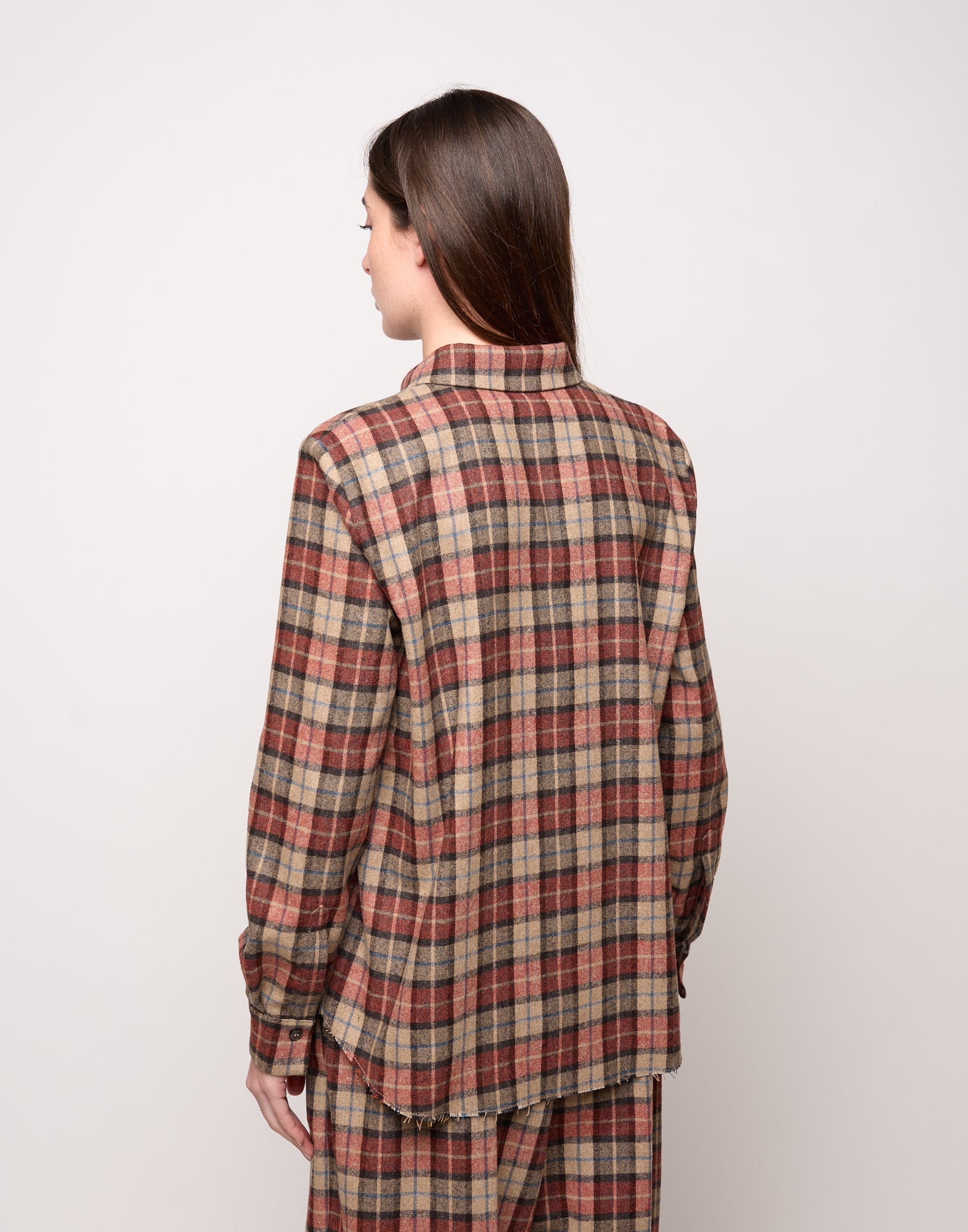 DOUUOD Camicia con Collo Chiuso e Rouches a Taglio Vivo Rust