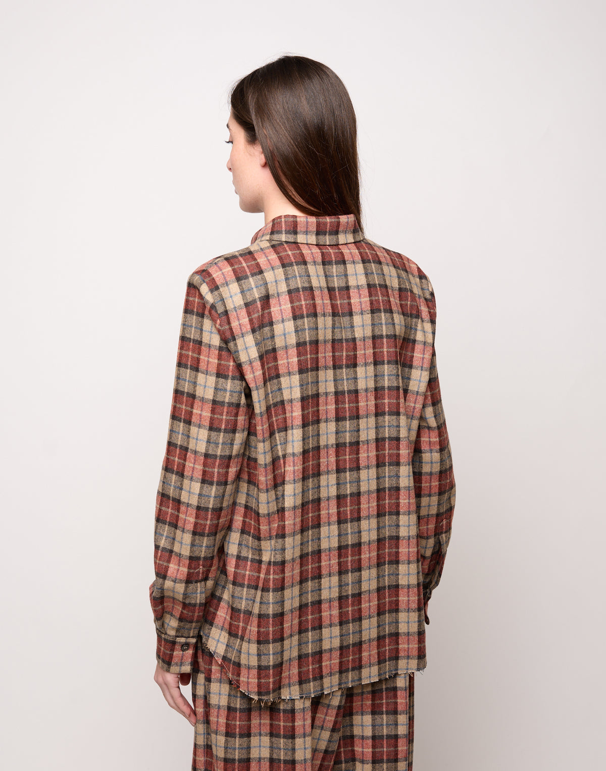 DOUUOD Camicia con Collo Chiuso e Rouches a Taglio Vivo Rust