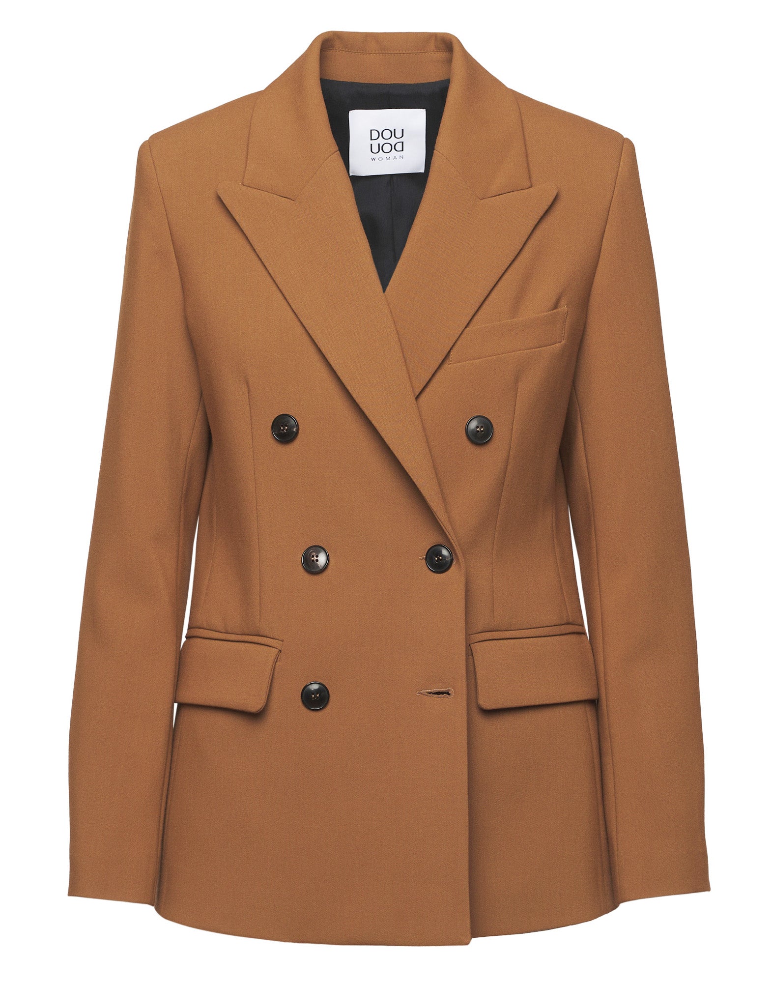 DOUUOD Blazer Doppio Petto in Doppio Crepe Stretch Cannella