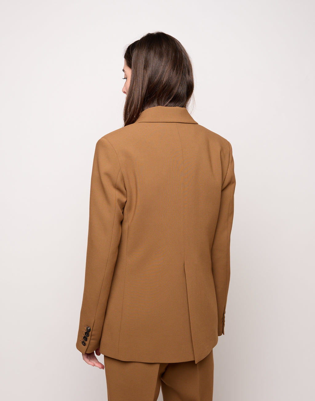 DOUUOD Blazer Doppio Petto in Doppio Crepe Stretch Cannella