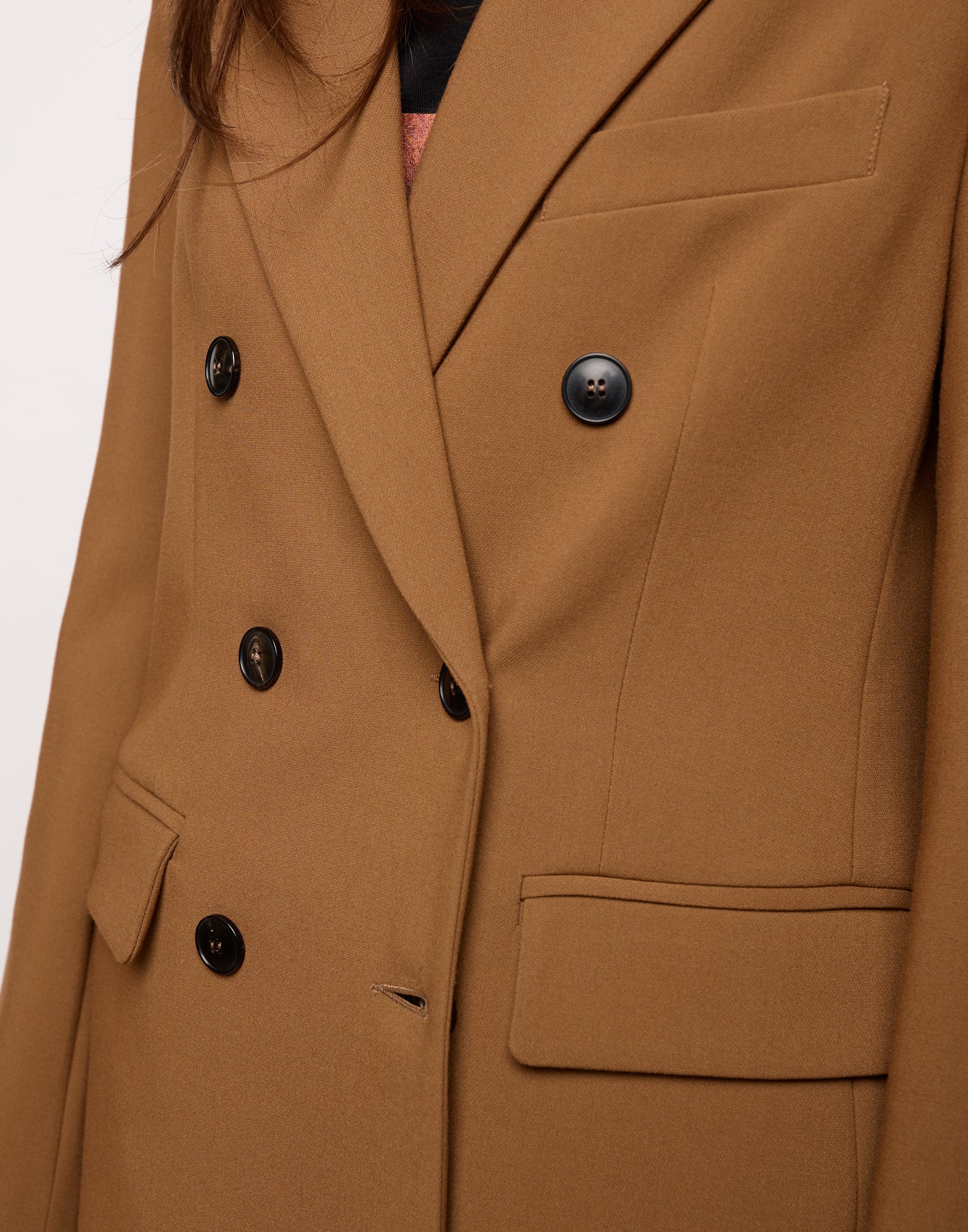 DOUUOD Blazer Doppio Petto in Doppio Crepe Stretch Cannella