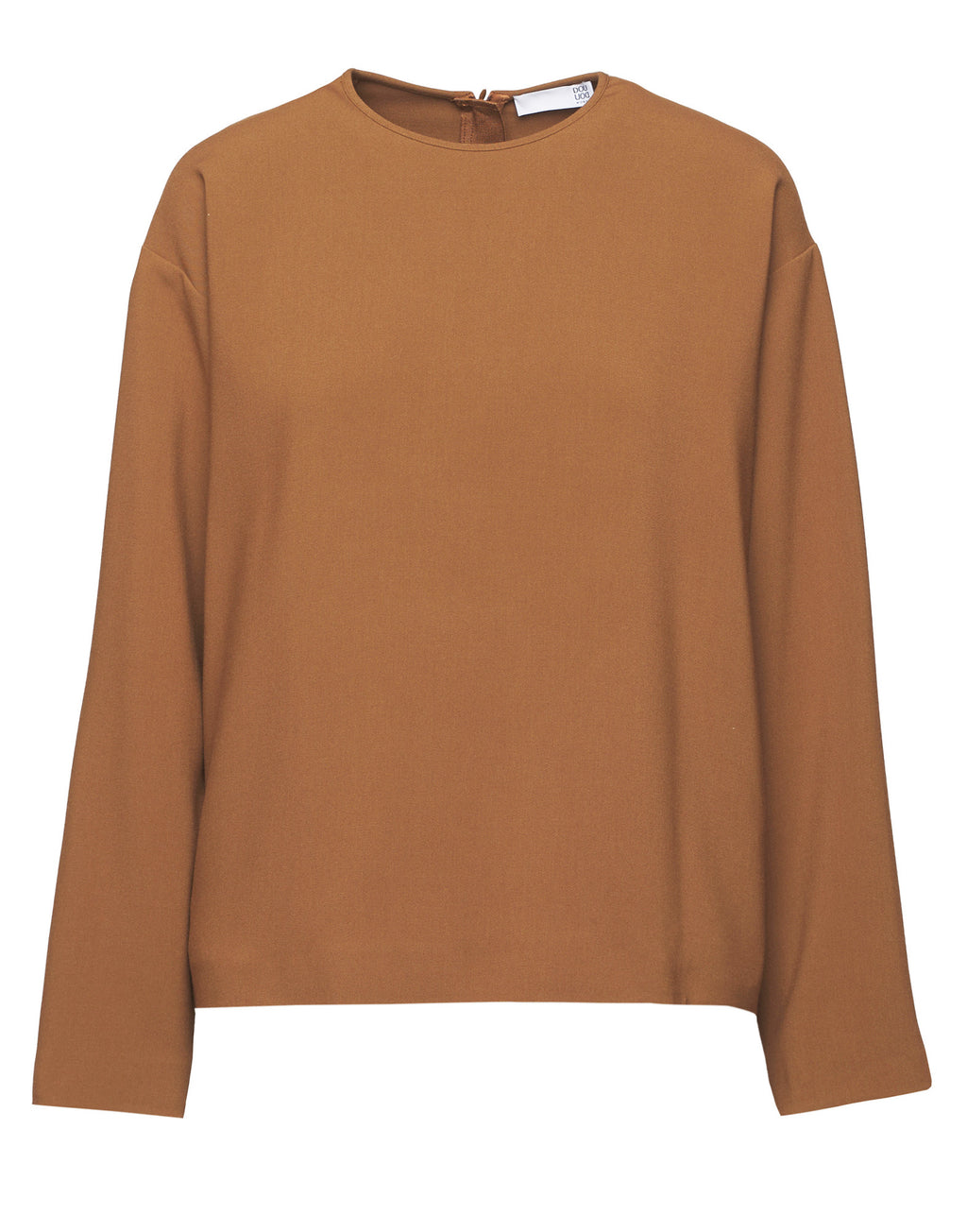 DOUUOD Blusa Scollo Tondo in Doppio Crepe Stretch Cannella