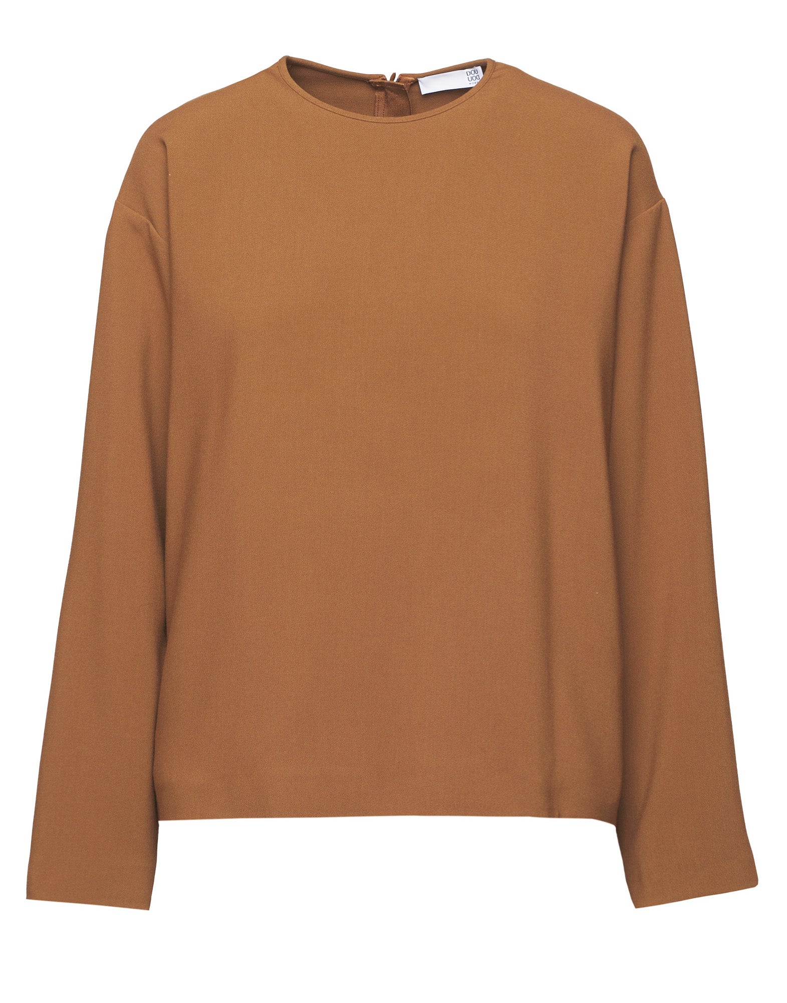 DOUUOD Blusa Scollo Tondo in Doppio Crepe Stretch Cannella