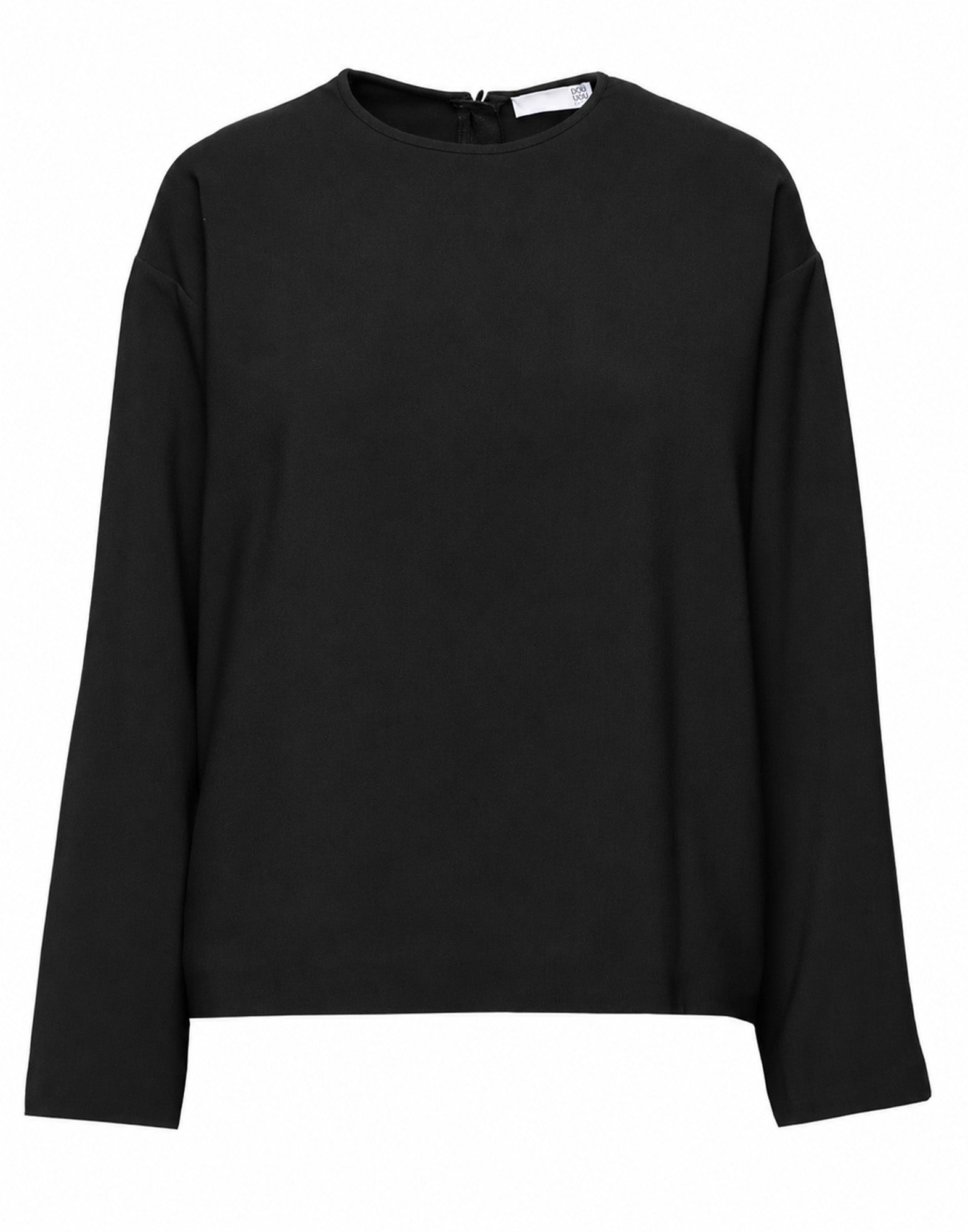 DOUUOD Blusa Scollo Tondo in Doppio Crepe Stretch Nero