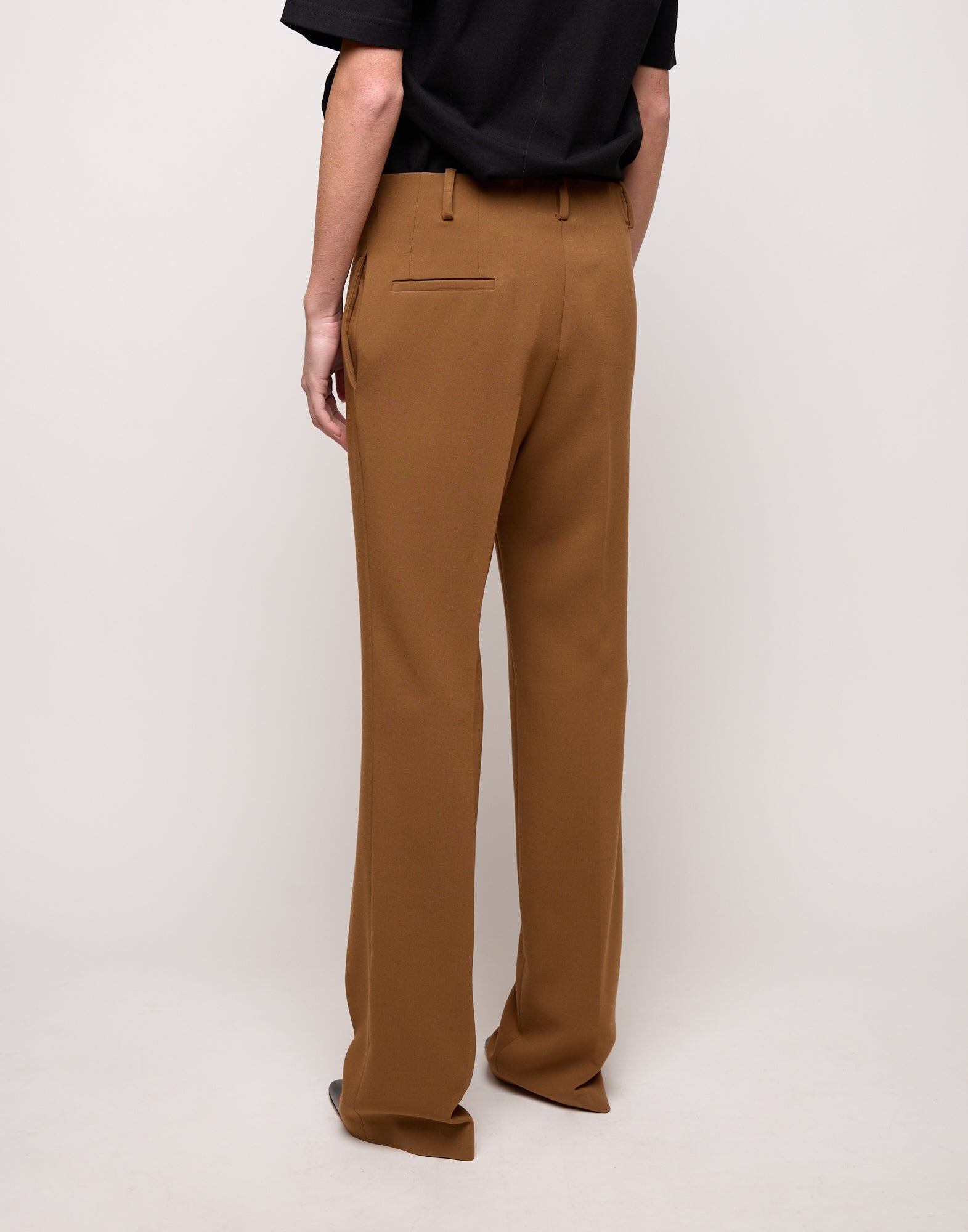 DOUUOD Pantalone Flair in Doppio Crepe Stretch Cannella