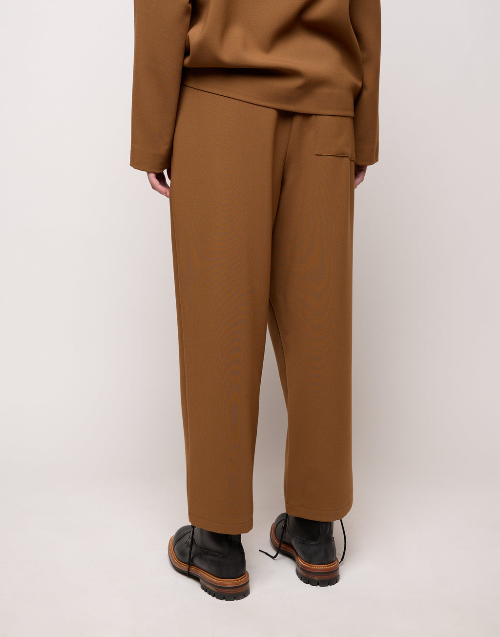 DOUUOD Pantalone con Elastico In Vita in Doppio Crepe Stretch Cannella