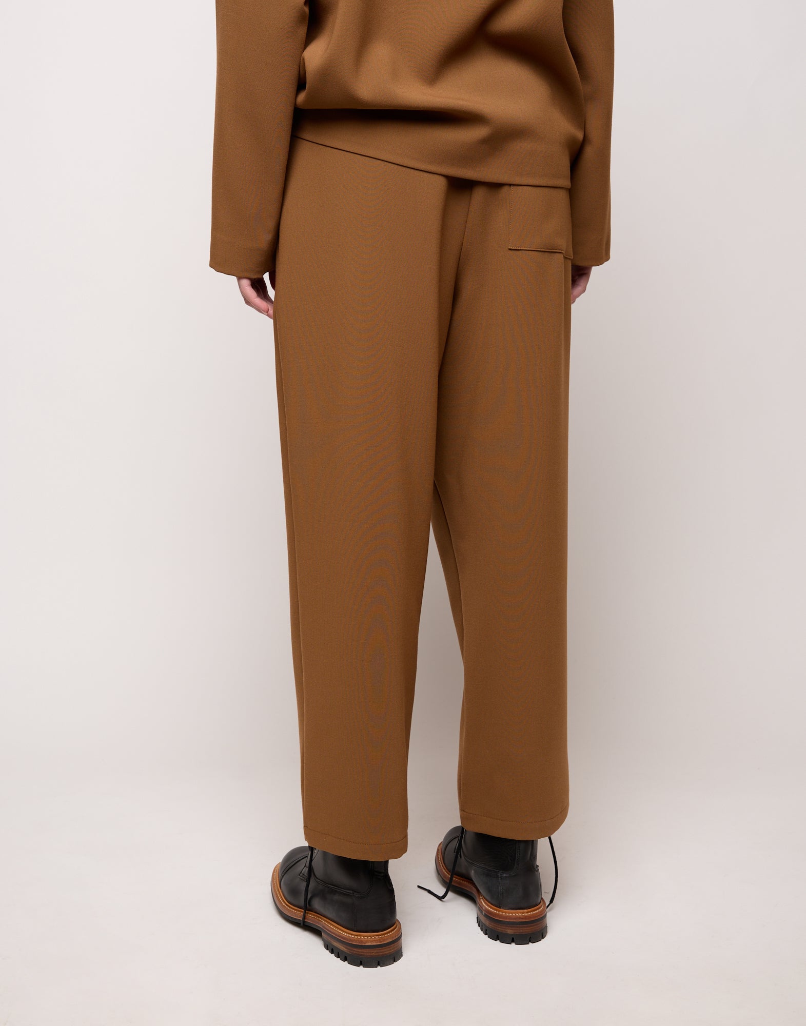 DOUUOD Pantalone con Elastico In Vita in Doppio Crepe Stretch Cannella