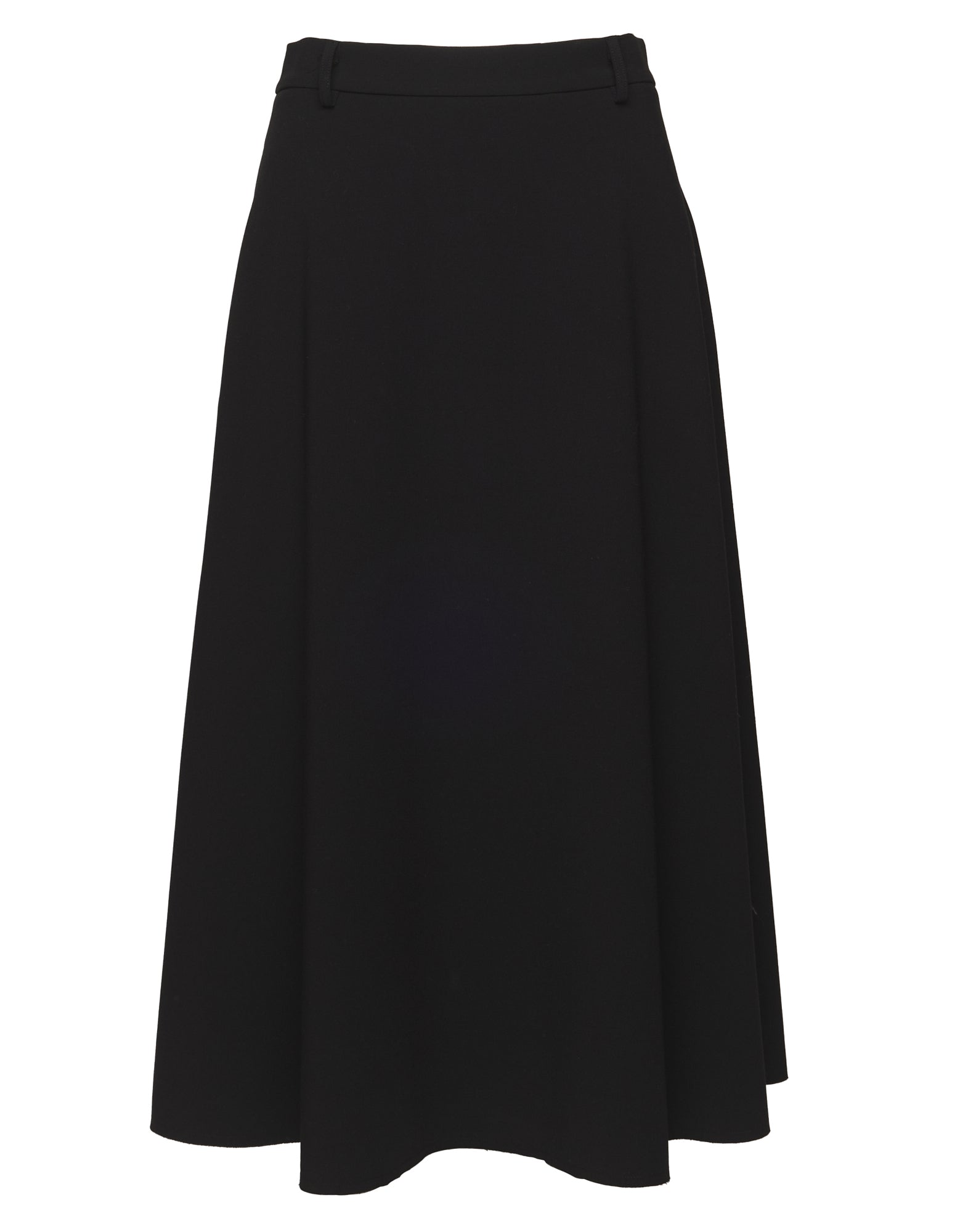 DOUUOD Gonna Midi Svasata con Pieghe in Doppio Crepe Stretch Nero
