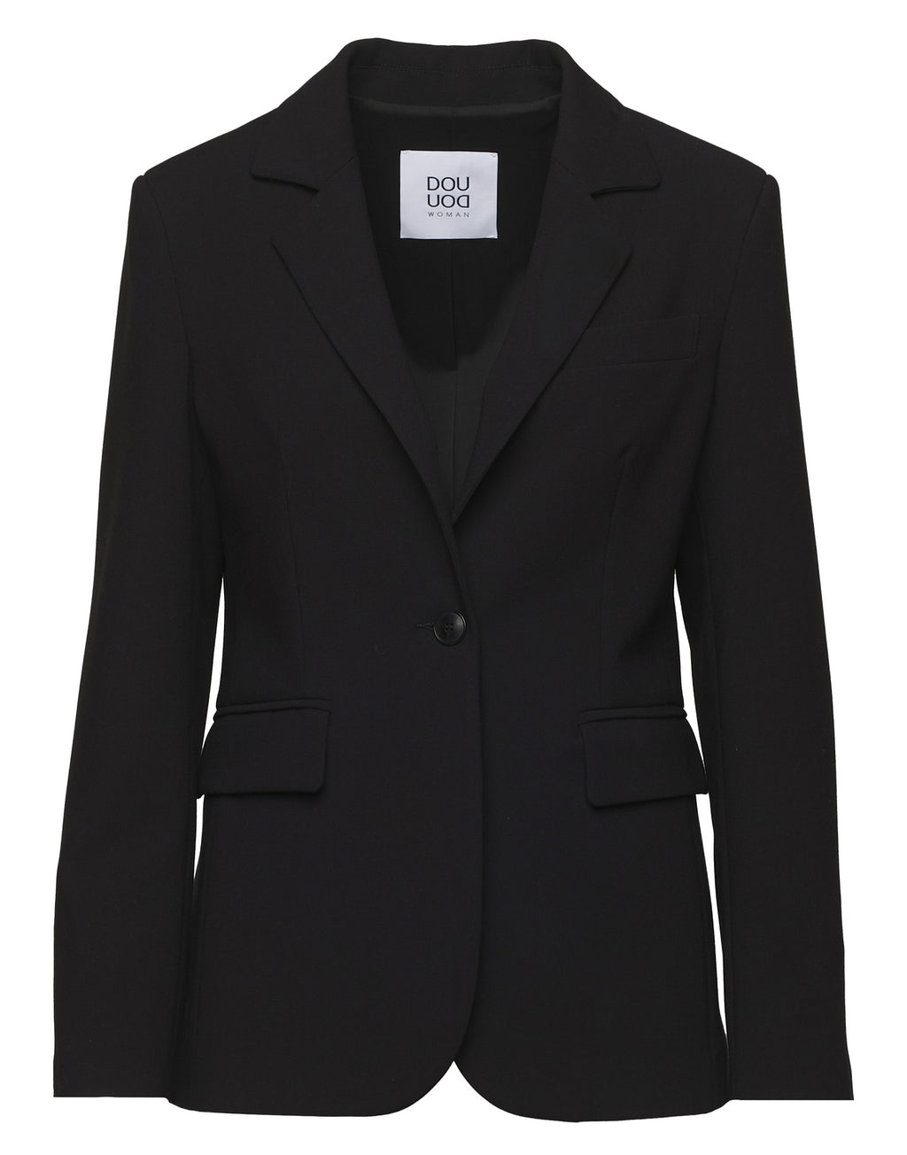 DOUUOD Giacca Monopetto Sfiancata in Doppio Crepe Stretch Nero