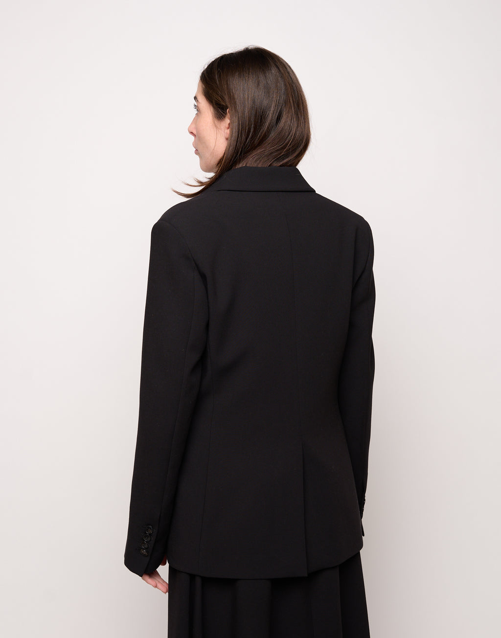 DOUUOD Giacca Monopetto Sfiancata in Doppio Crepe Stretch Nero